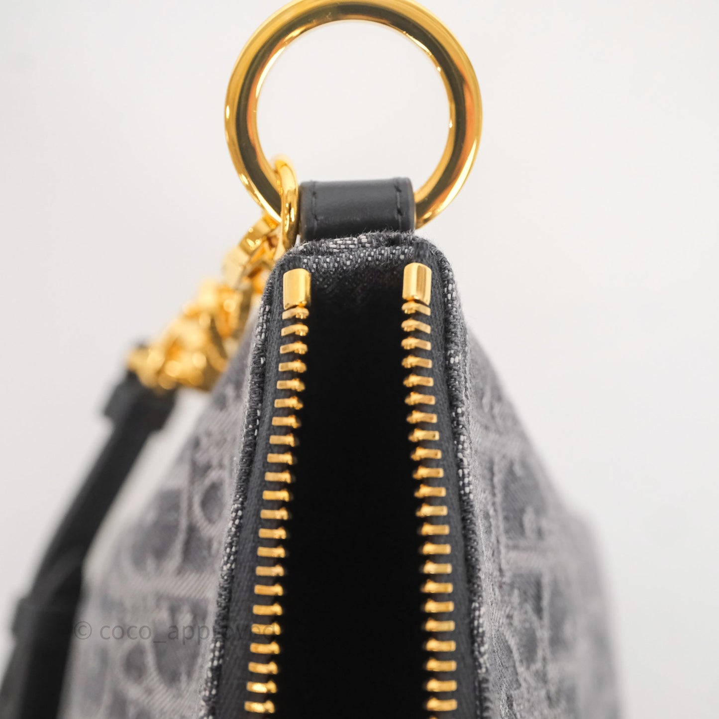 Christian Dior Diorstar Hobo Bag with Chain Gray Denim Dior Oblique Jacquard