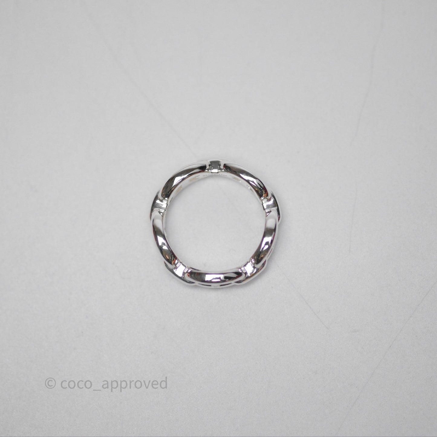 Hermès Sterling Silver PM Chaine d'Ancre Enchainee Band Ring Size 52