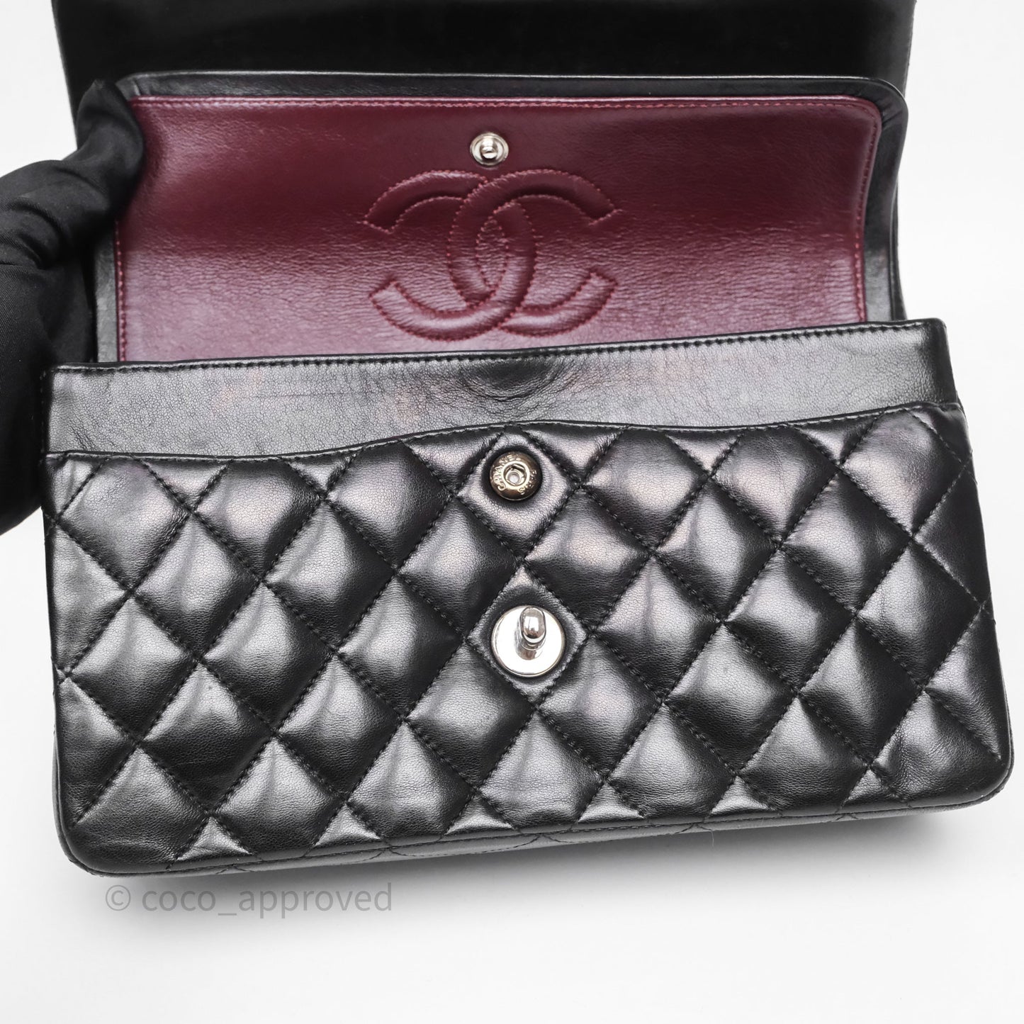 Chanel Small Classic Flap Quilted Black Lambskin Silver Hardware