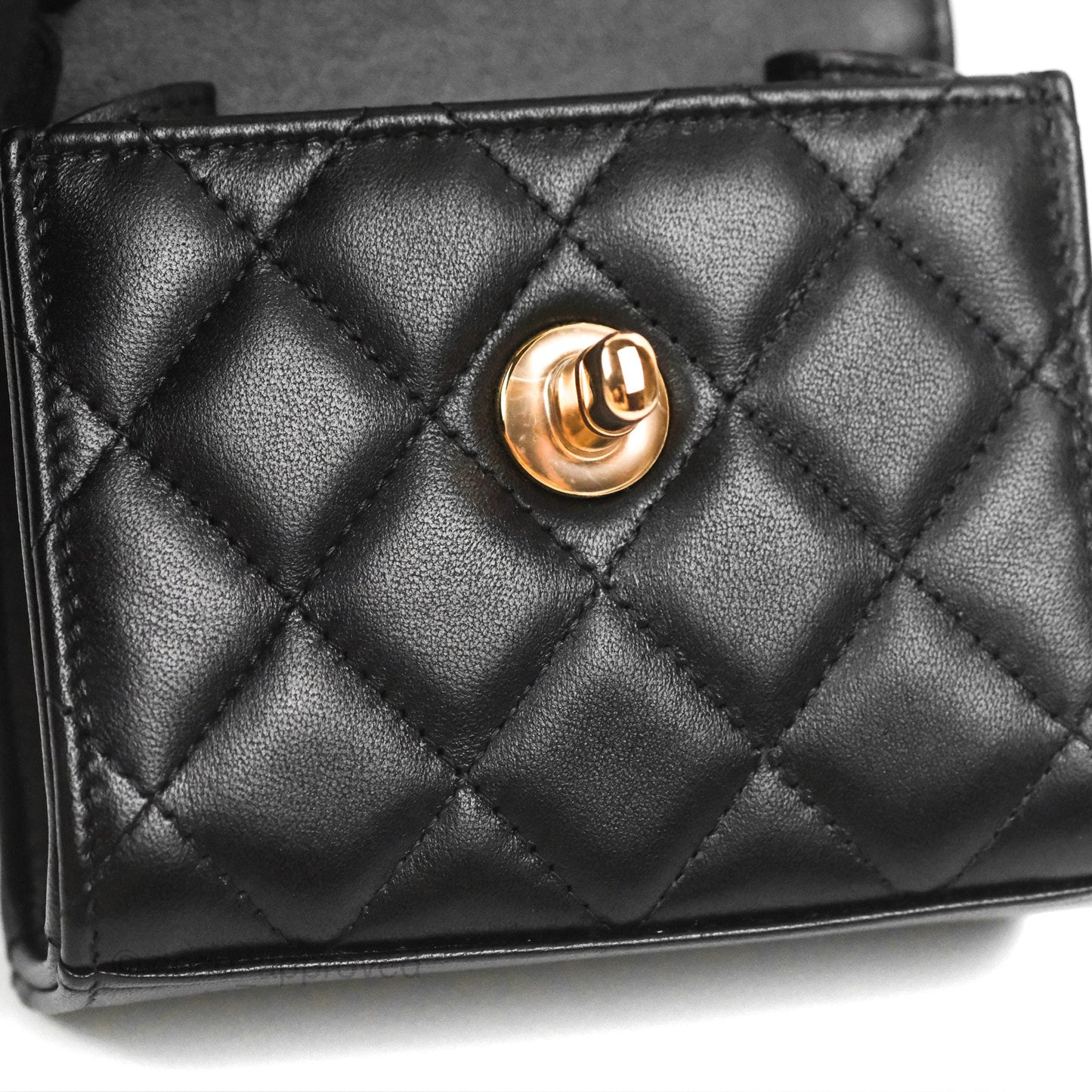 Chanel Mini Quilted Trendy CC Clutch With Chain Black Lambskin Rose Gold Hardware