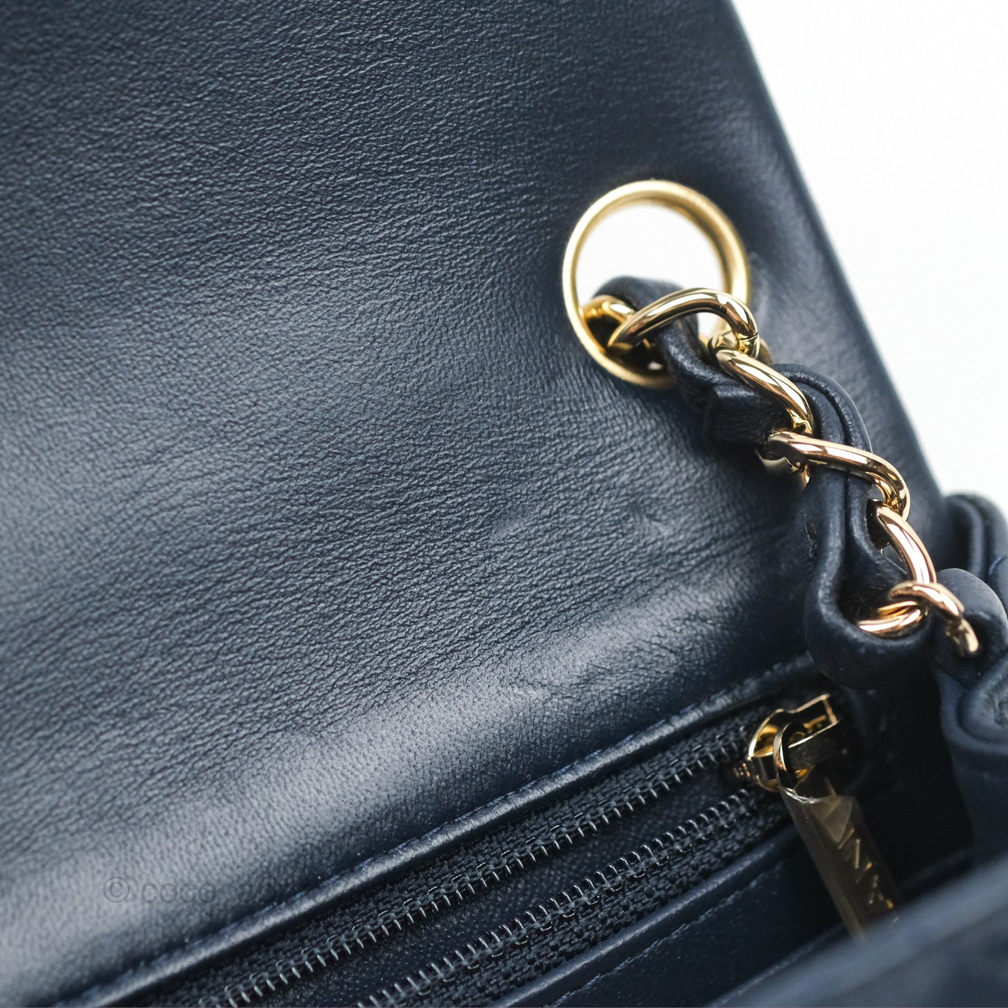 Chanel Mini Square Quilted Navy Lambskin Gold Hardware