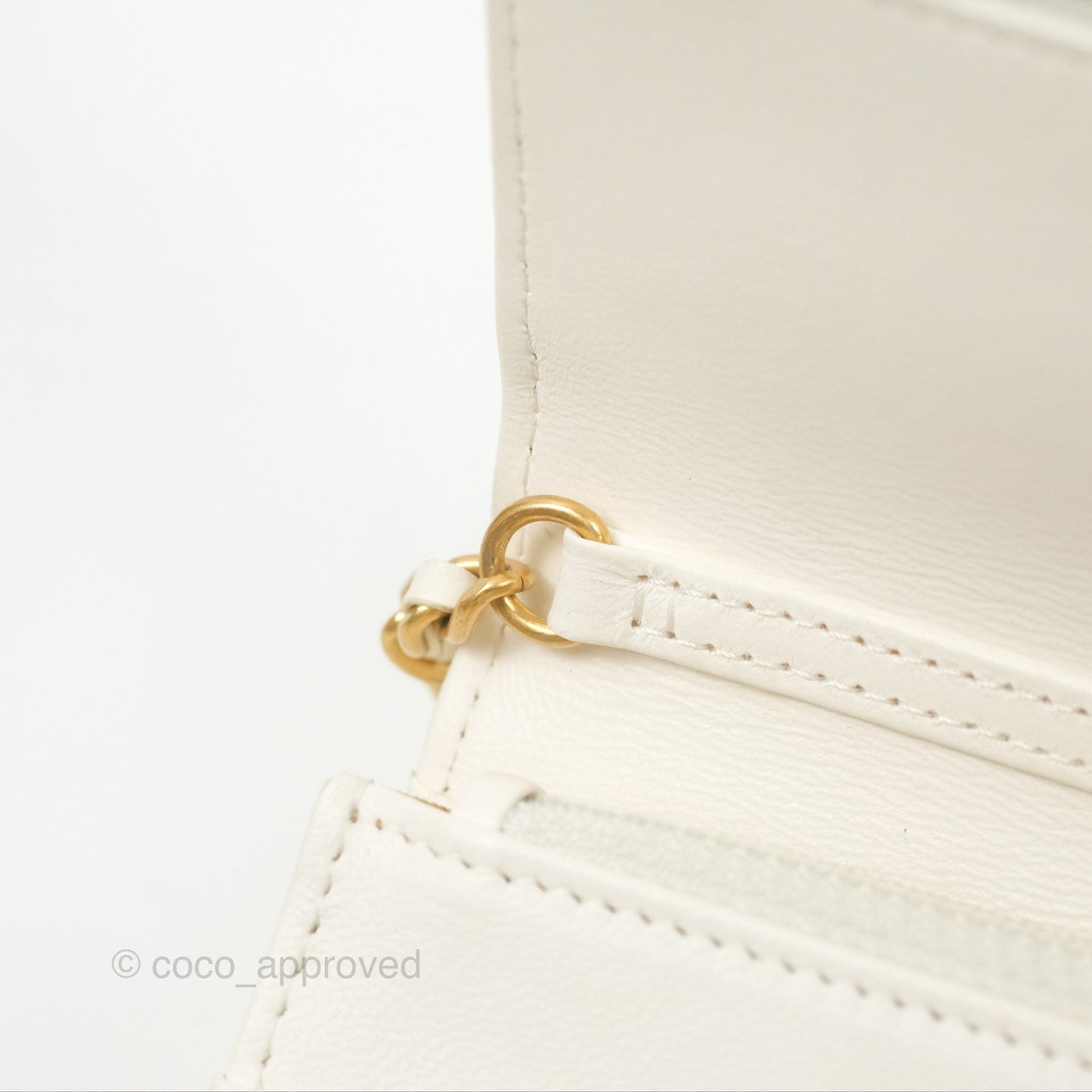 Chanel Quilted Pearl Crush Wallet on Chain WOC White Lambskin Aged Gold Hardware