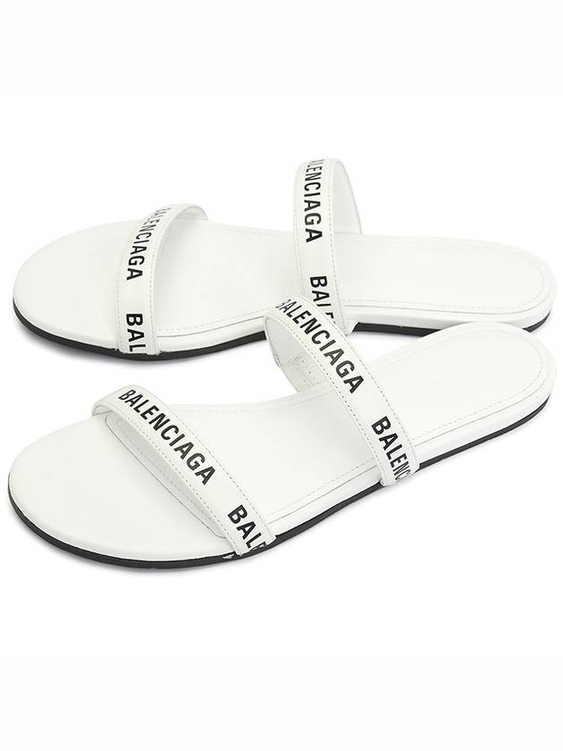 Luxury Balenciaga Logo Round Slippers White