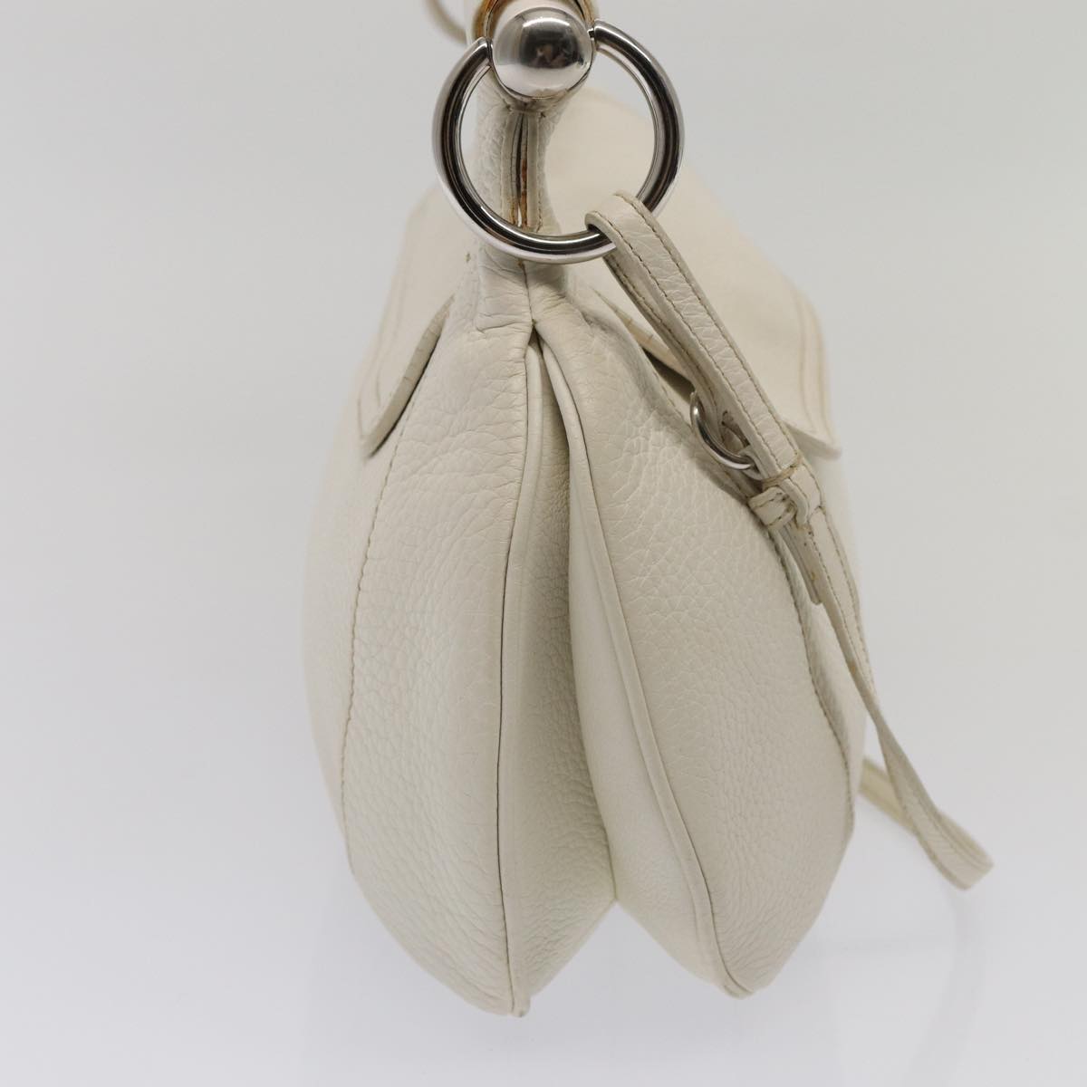 Luxury Prada Shoulder Bag Leather White Silver  87751