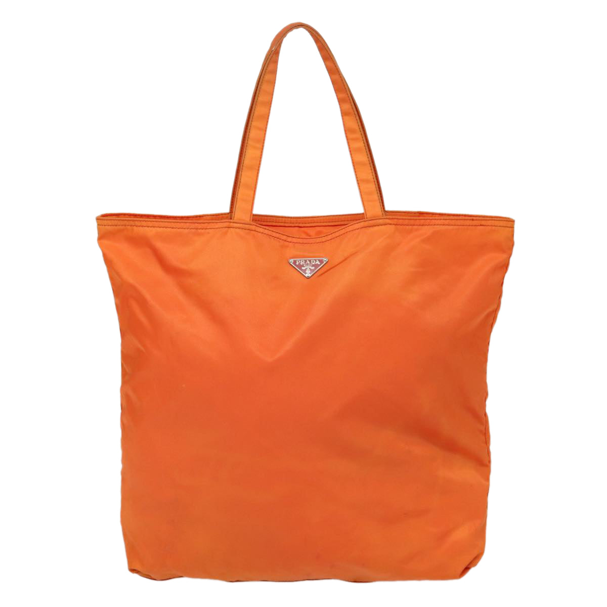 Luxury Prada Tote Bag Nylon Orange Silver  87757