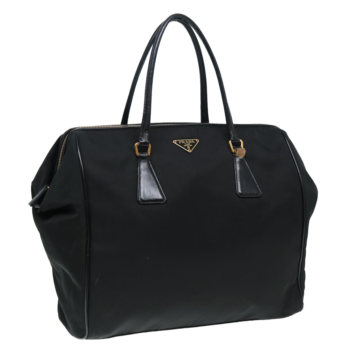 Luxury Prada Hand Bag Nylon Black Gold  87758