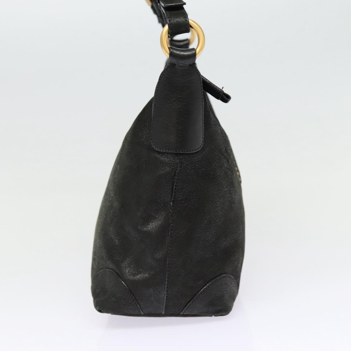 Luxury Prada Shoulder Bag Leather Black Gold  87759