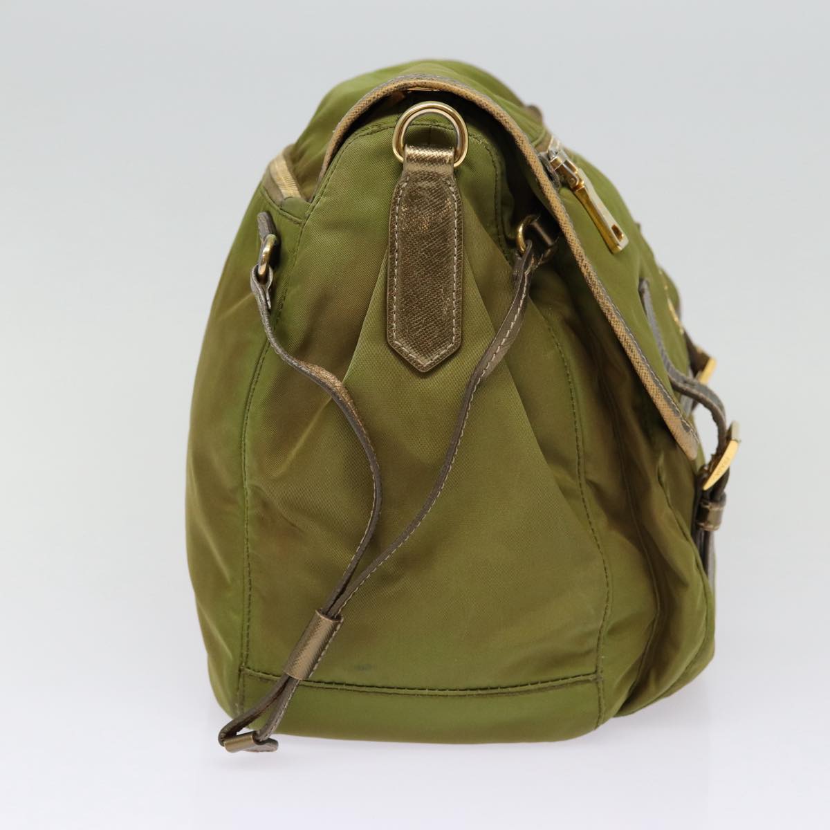 Luxury Prada Shoulder Bag Nylon Khaki Gold  87763