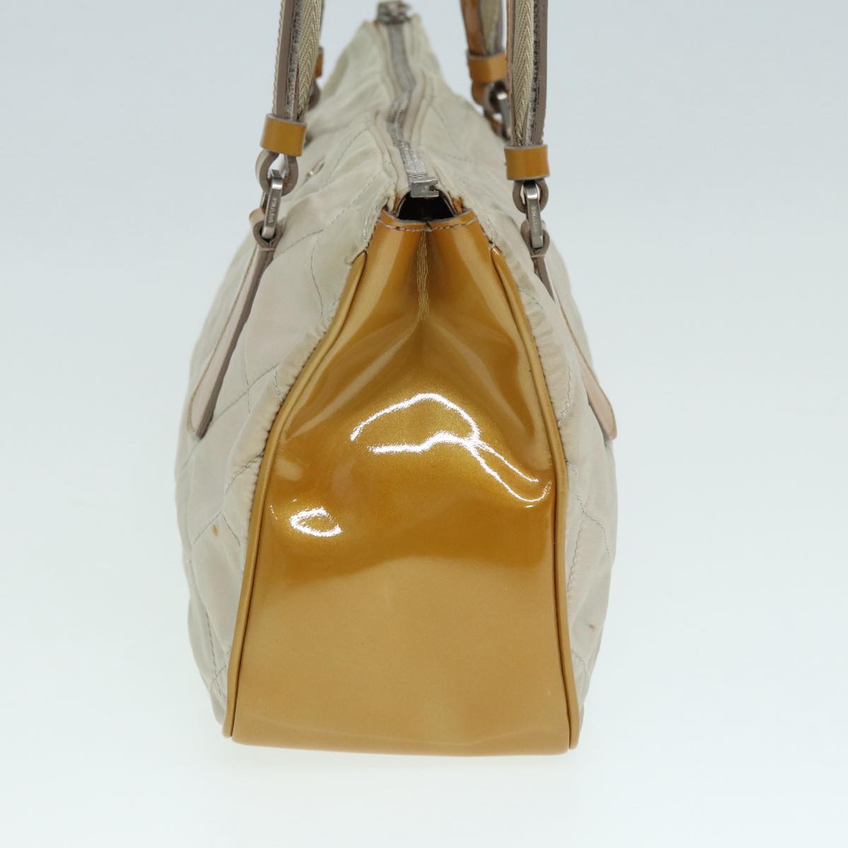 Luxury Prada Shoulder Bag Nylon Beige Silver  87764