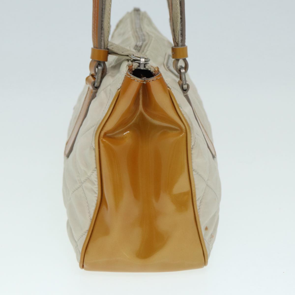 Luxury Prada Shoulder Bag Nylon Beige Silver  87764