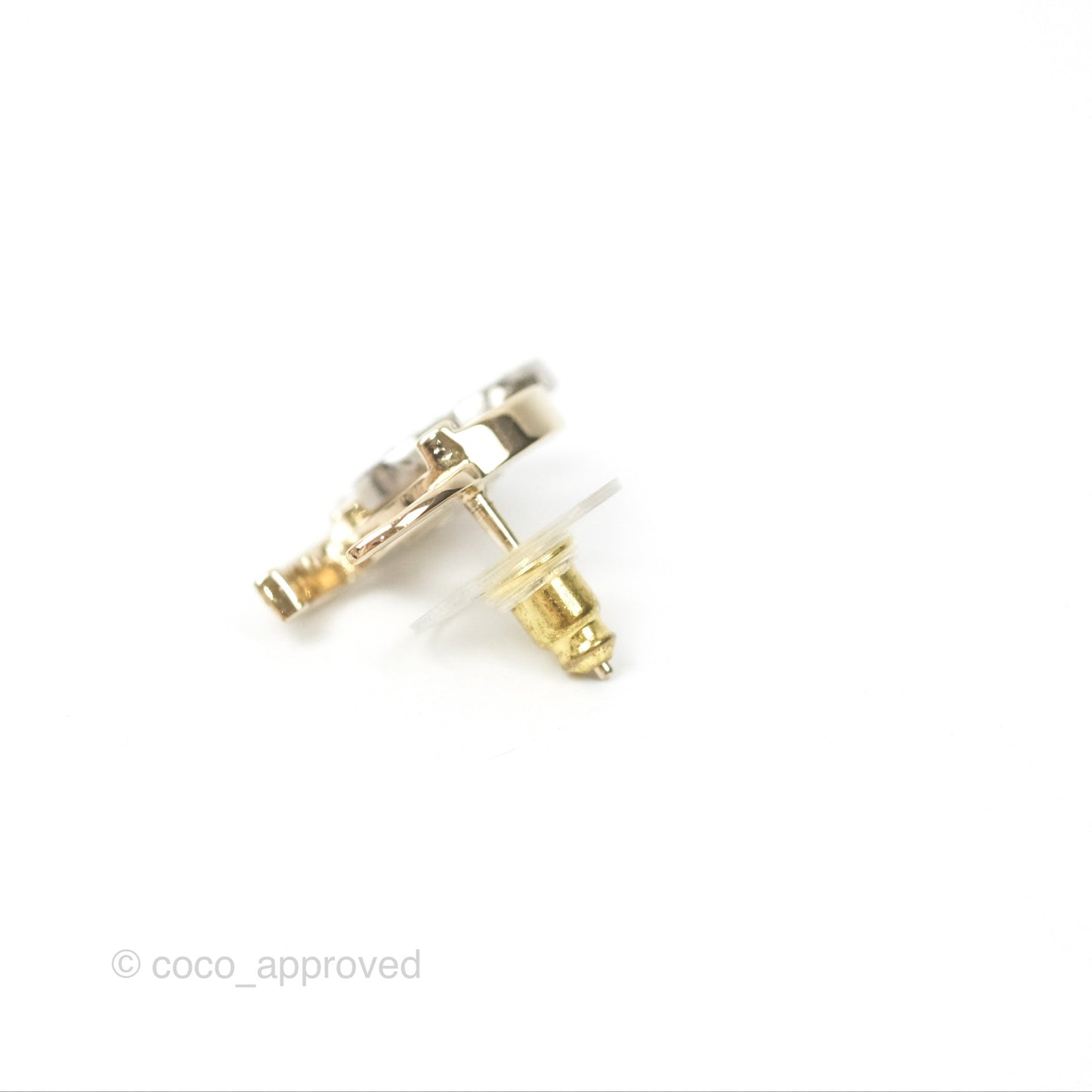 Chanel Double Crystal CC Earrings Silver & Gold Tone 21A