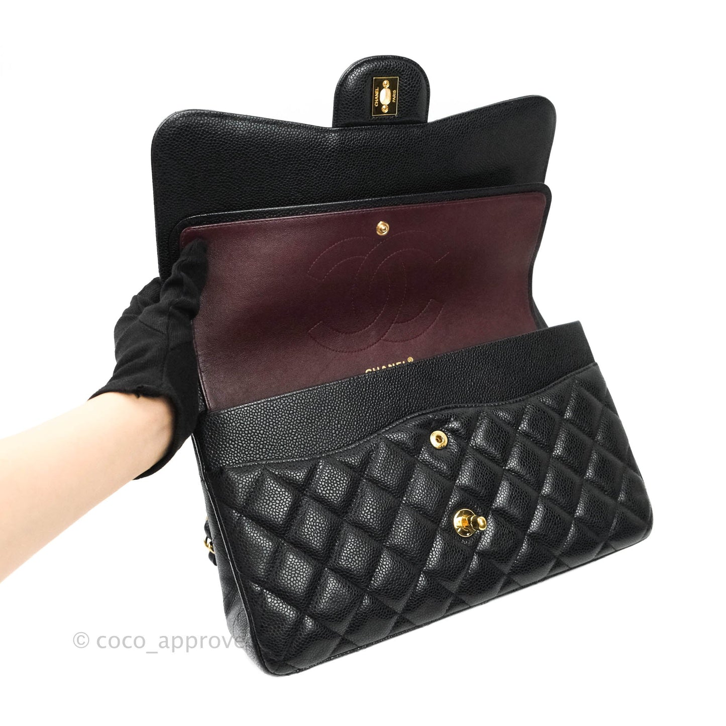 Chanel Jumbo Double Flap Black Caviar Gold Hardware⁣⁣