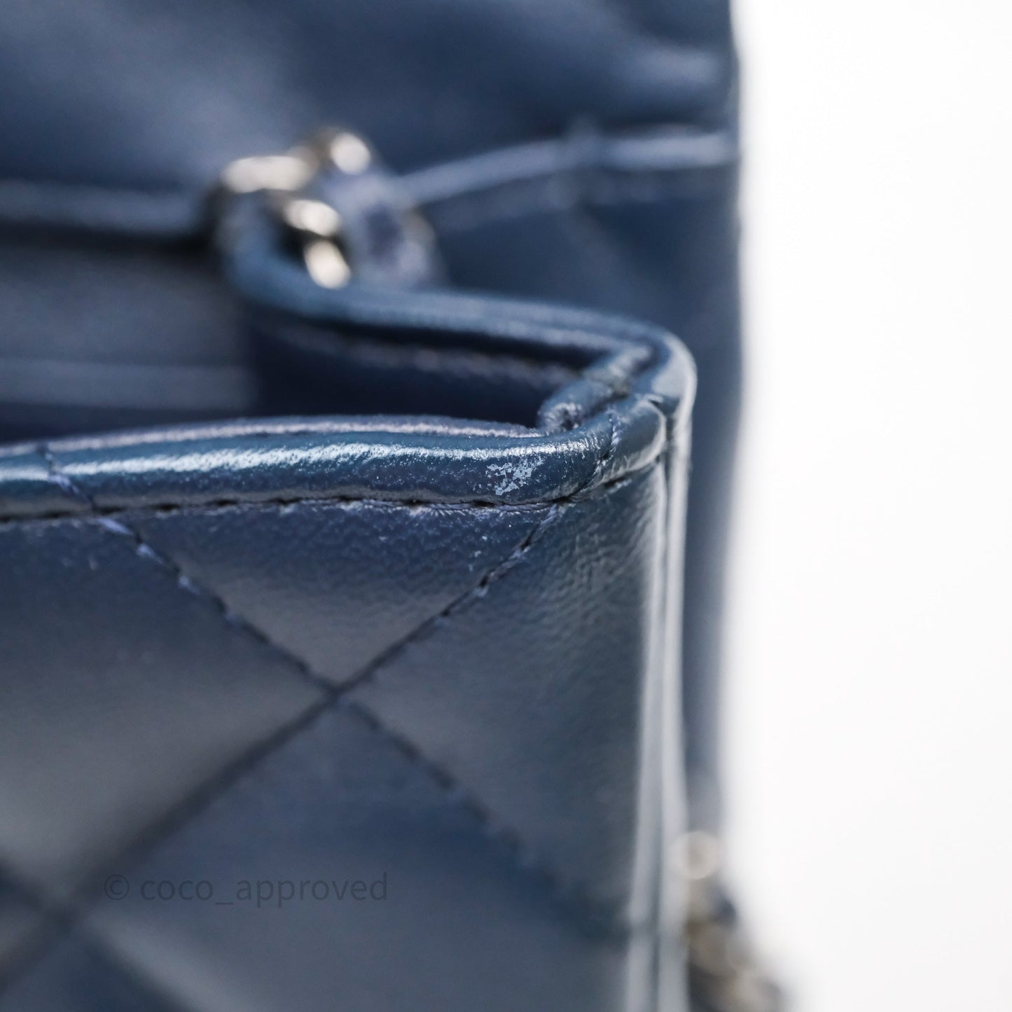 Chanel Quilted Clutch with Chain Lambskin Navy Gun Metal Hardware