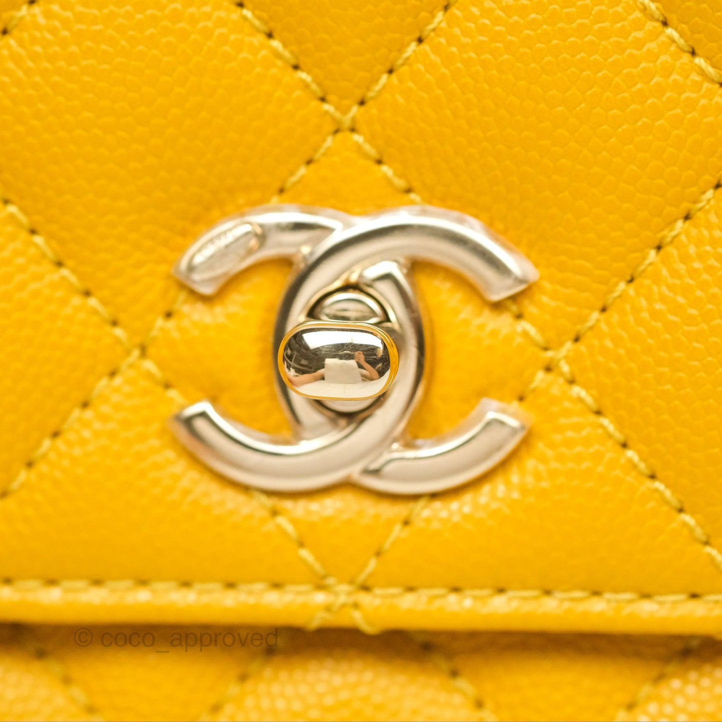 Chanel Small Coco Handle Mustard Yellow Caviar Gold Hardware