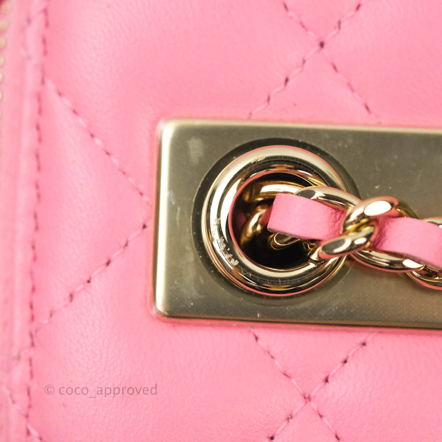 Chanel Small Trendy CC Box With Chain Pink Lambskin Gold Hardware