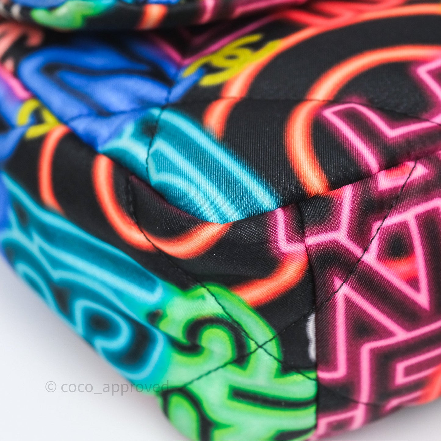 Chanel 19 Small Black Multicolor Fabric Printed Mixed Hardware