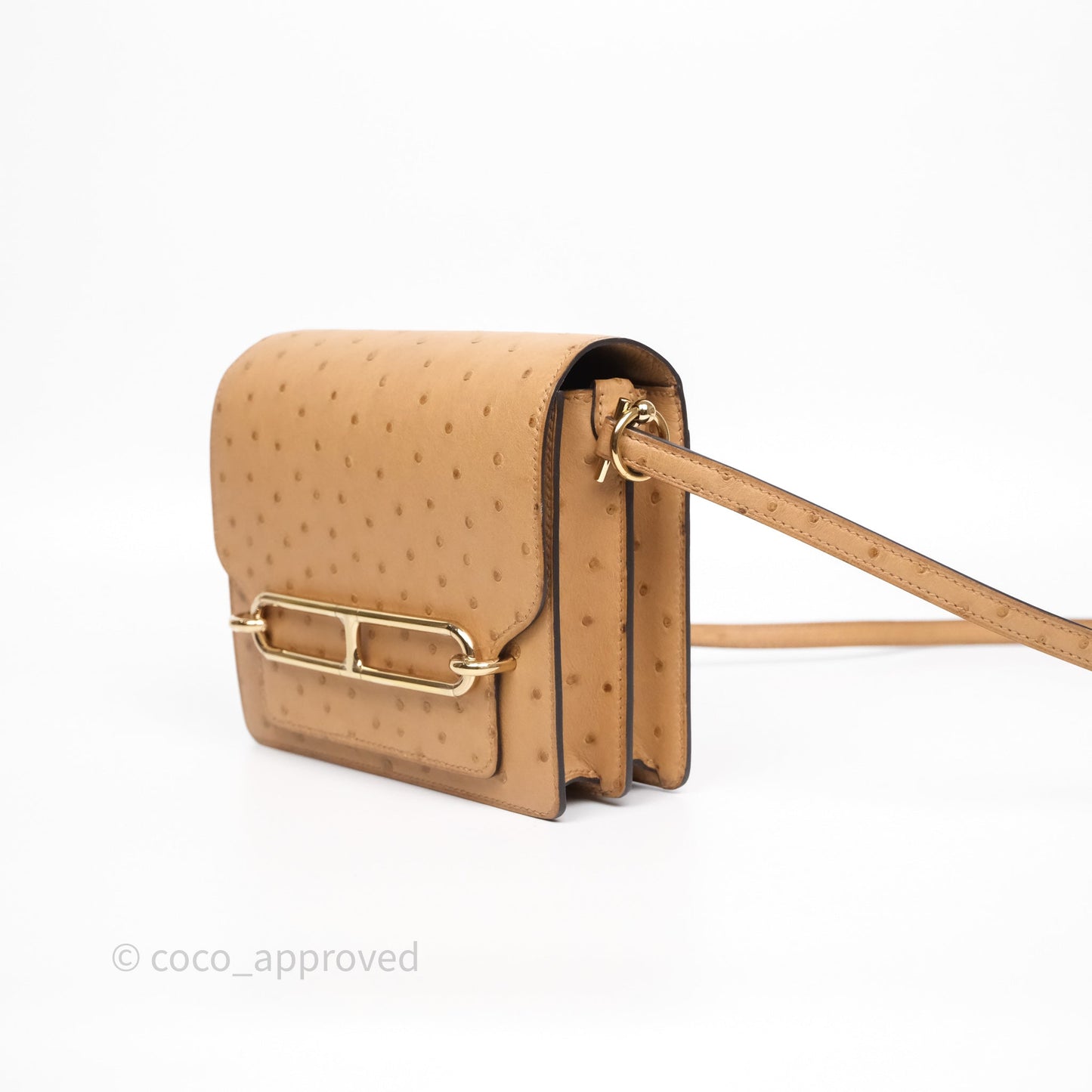 Hermès Roulis Mini 18 Chai 0M Ostich Gold Hardware