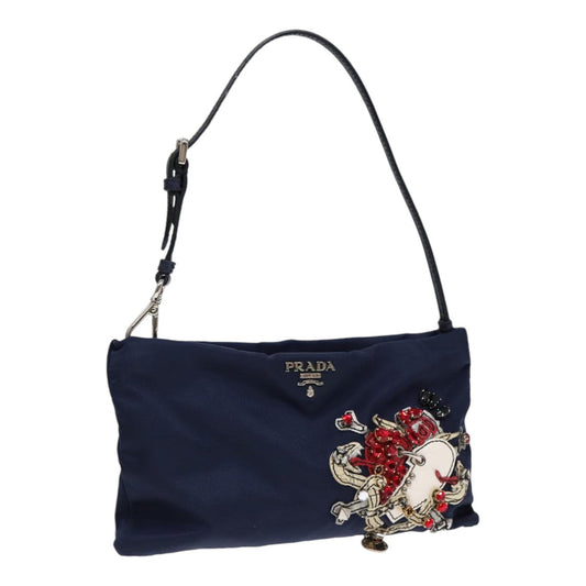 Luxury Prada Hand Pouch Nylon Navy  87814