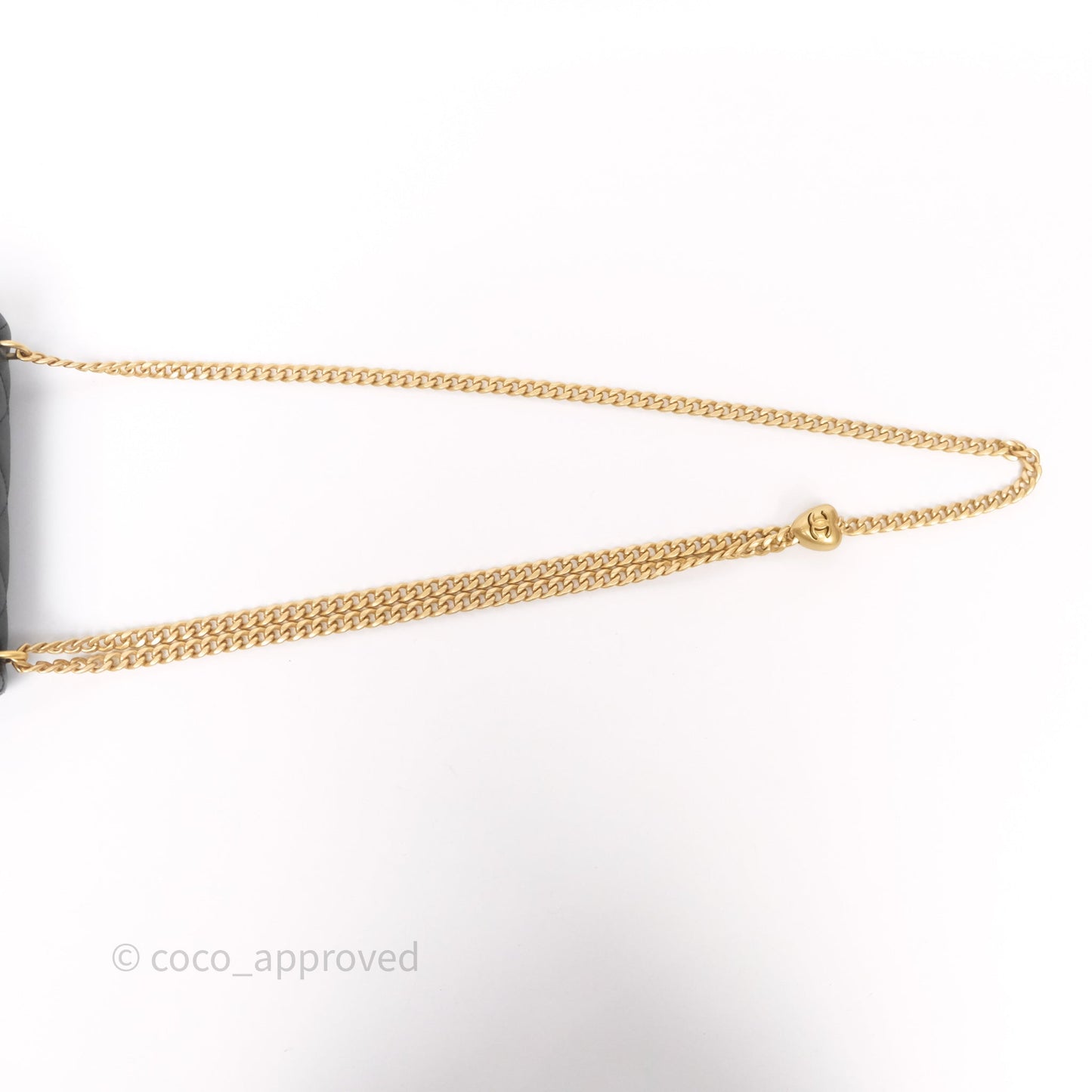 Chanel Mini Flap Bag Heart Adjustable Chain Black Caviar Aged Gold Hardware