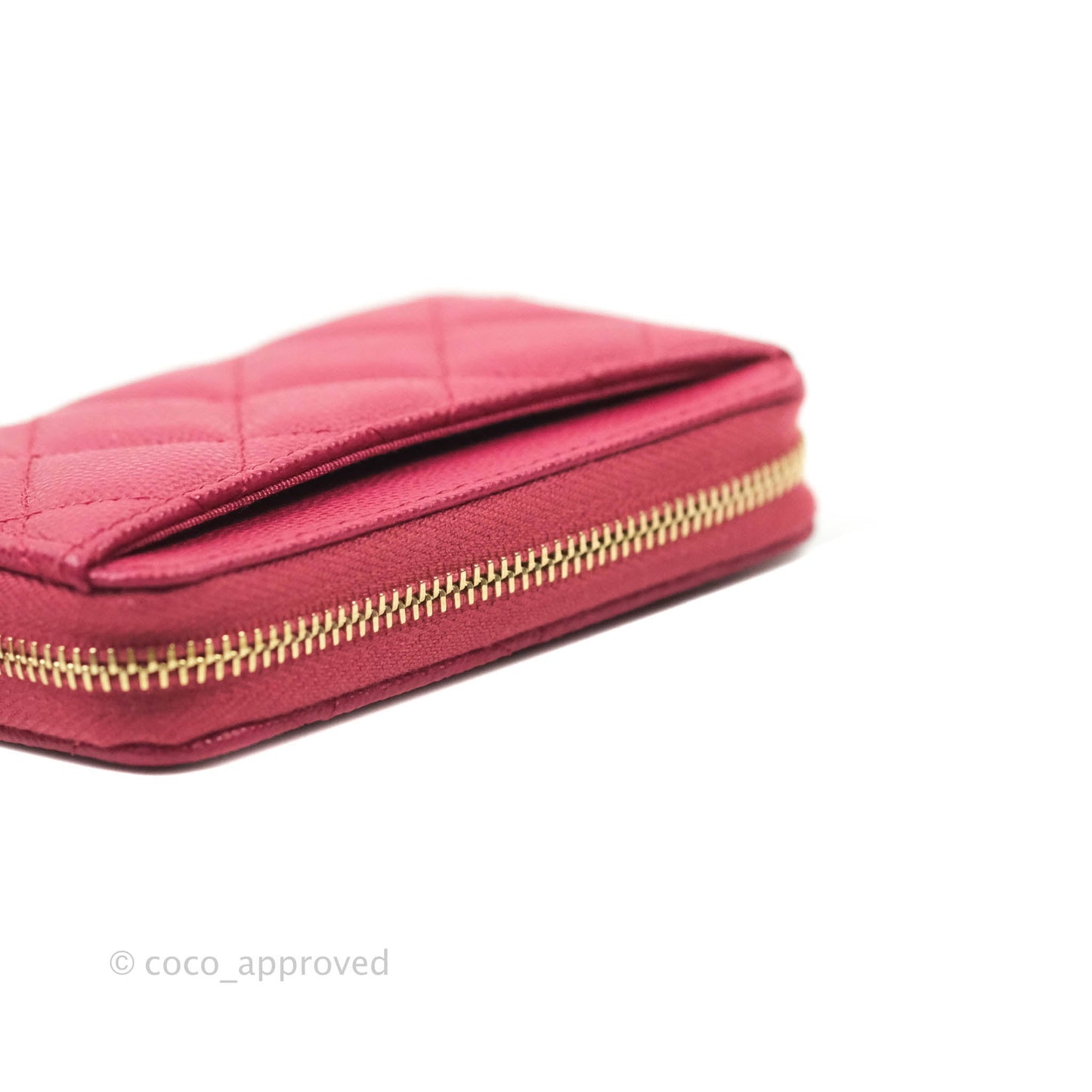 Chanel Classic Zipped Coin Purse Rosy Red Caviar Gold Hardware 21A