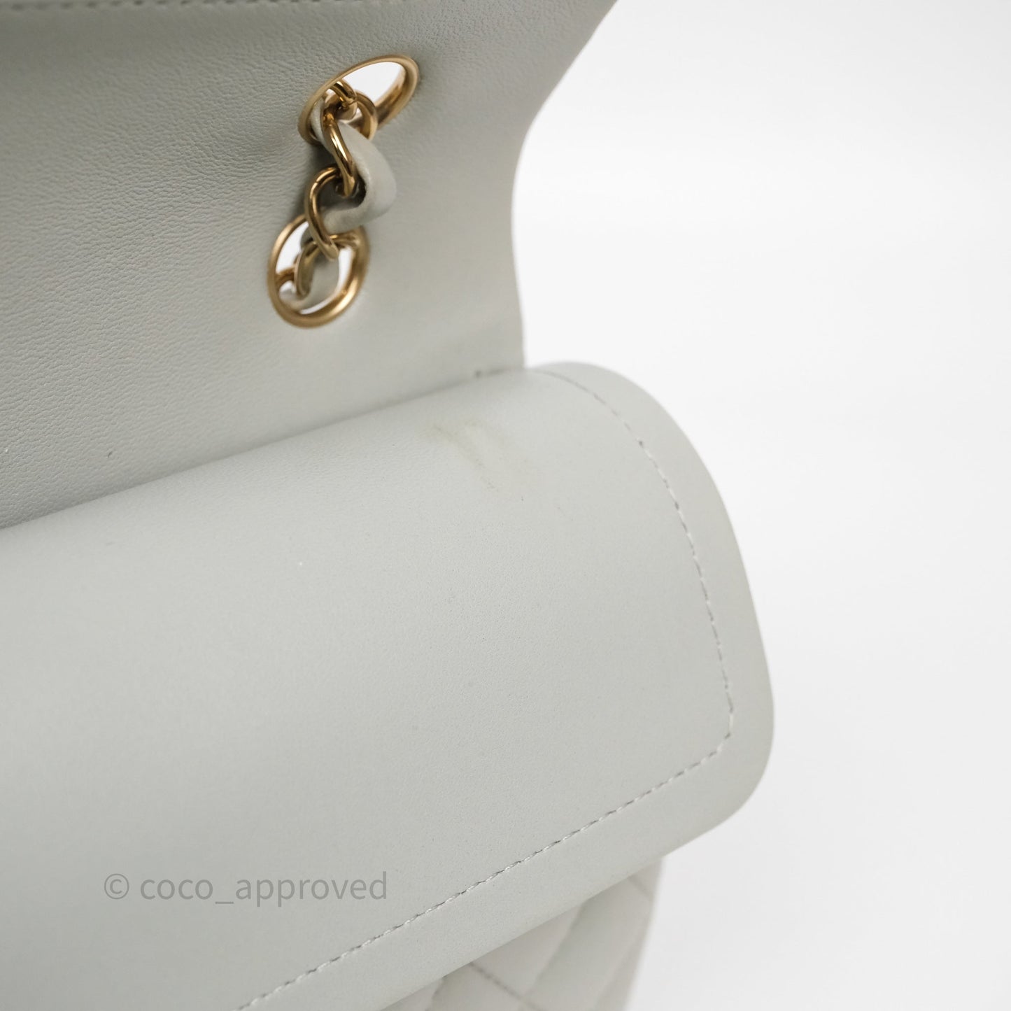Chanel Small Classic Flap Quilted Grey Lambskin Gold Hardware