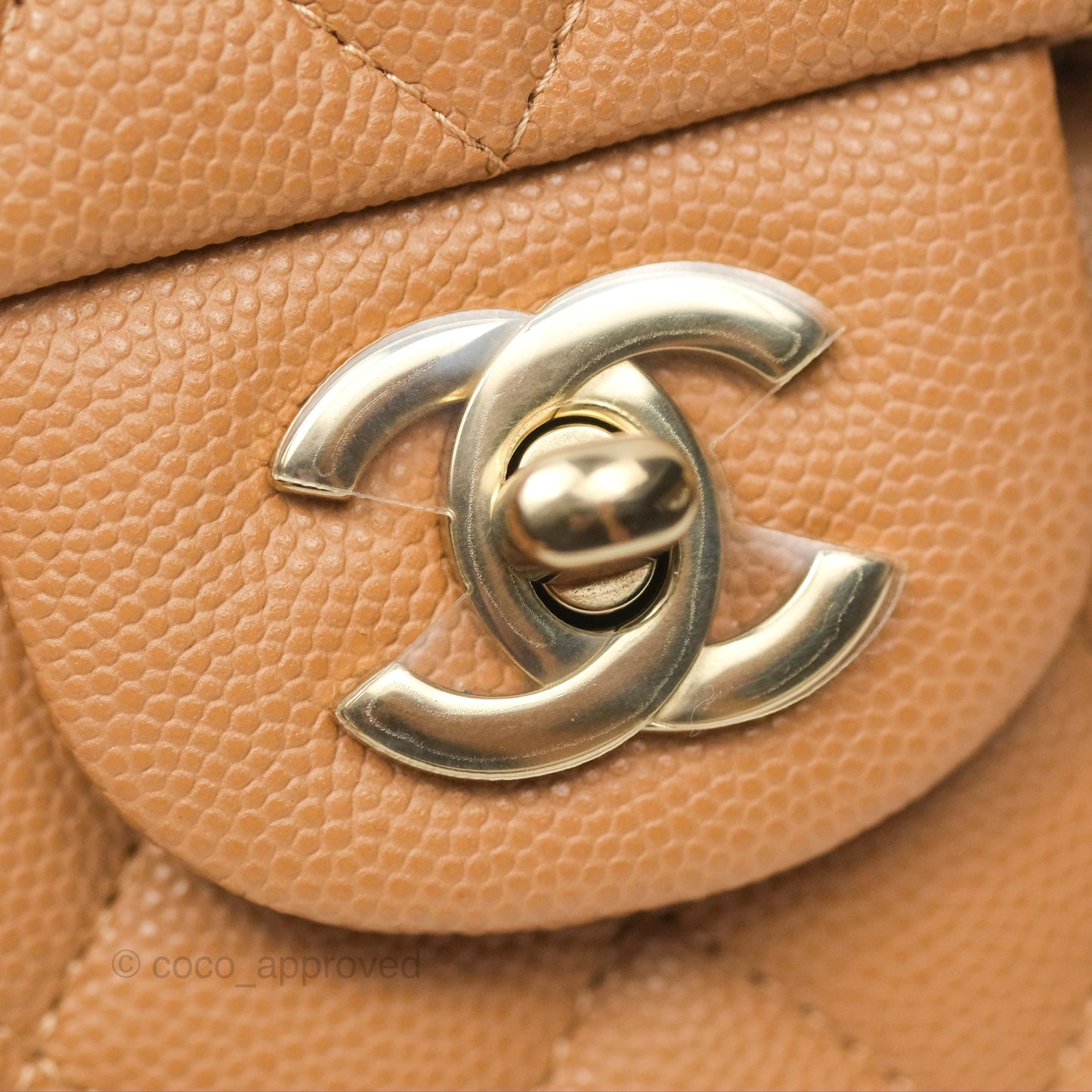 Chanel Classic M/L Medium Flap Quilted Beige Caviar Gold Hardware 23P