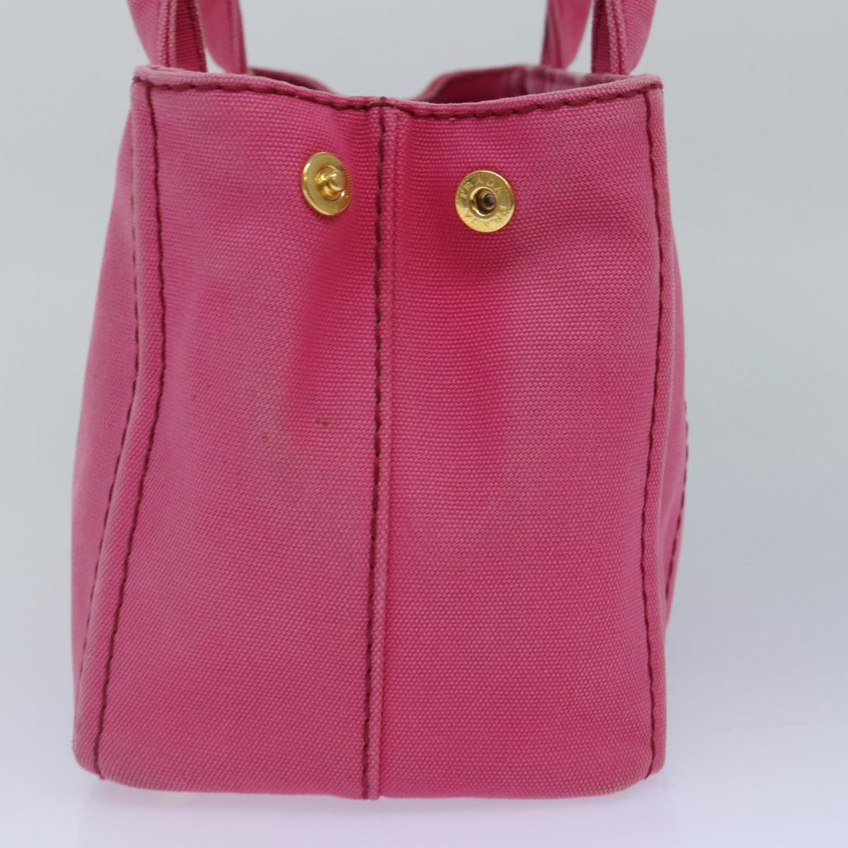 Luxury Prada Canapa PM Hand Bag Canvas 2way Pink Gold  87879