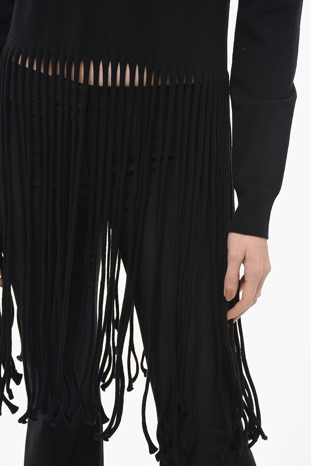 Luxury Bottega Veneta Wool Blend Sweater with Fringe Detail