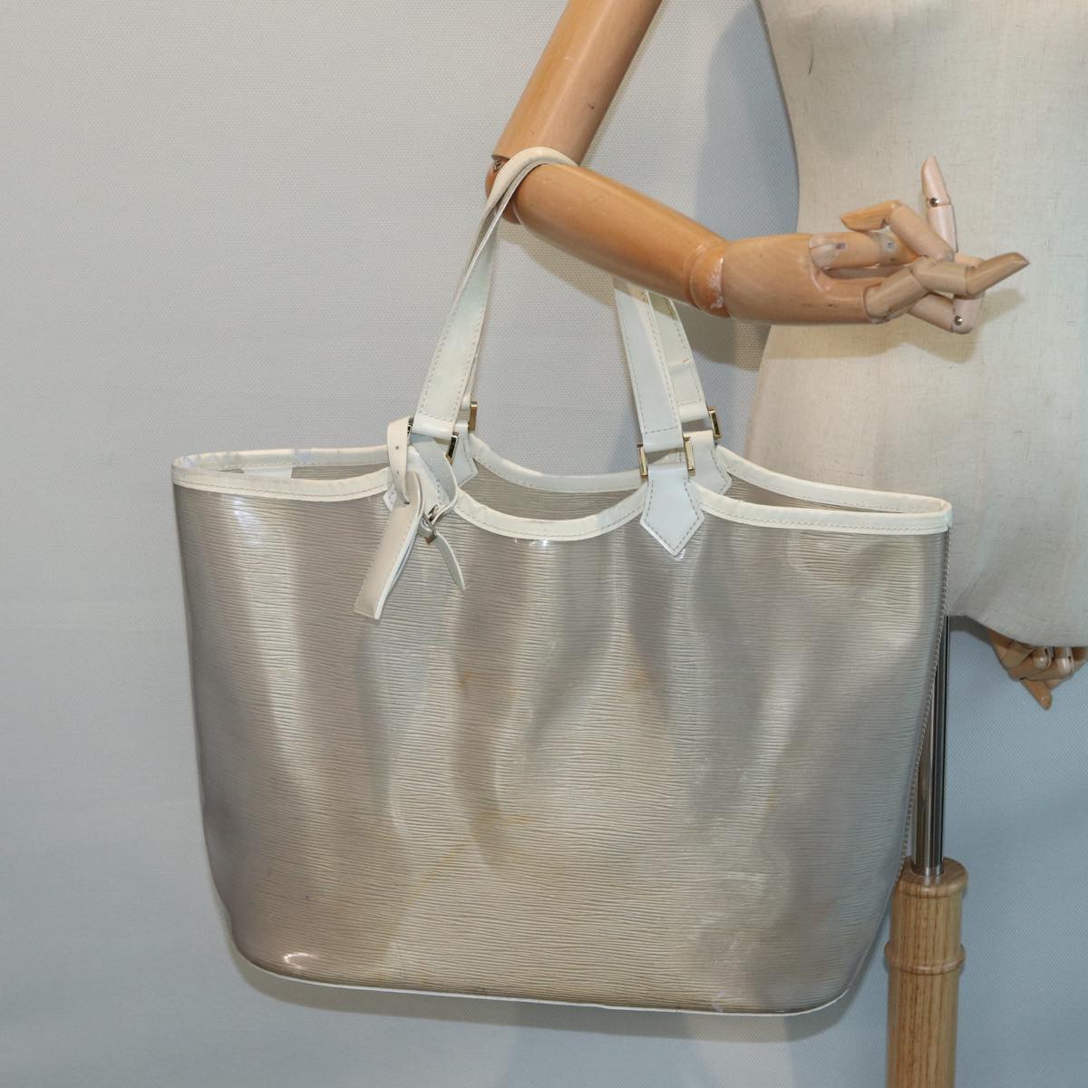 LOUIS VUITTON Epi Plage Lagoon Bay Tote Bag White Clear M92151 LV 87892