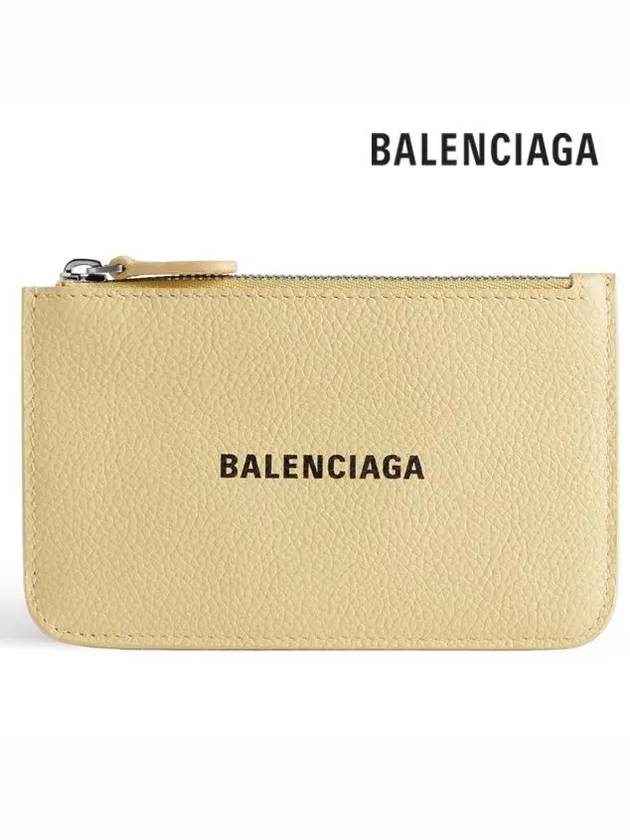 Luxury Balenciaga Cash Large Long Coin Card Wallet Light Yellow