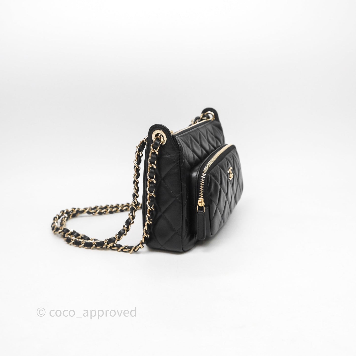 Chanel Camera Bag Black Lambskin Gold Hardware 25C