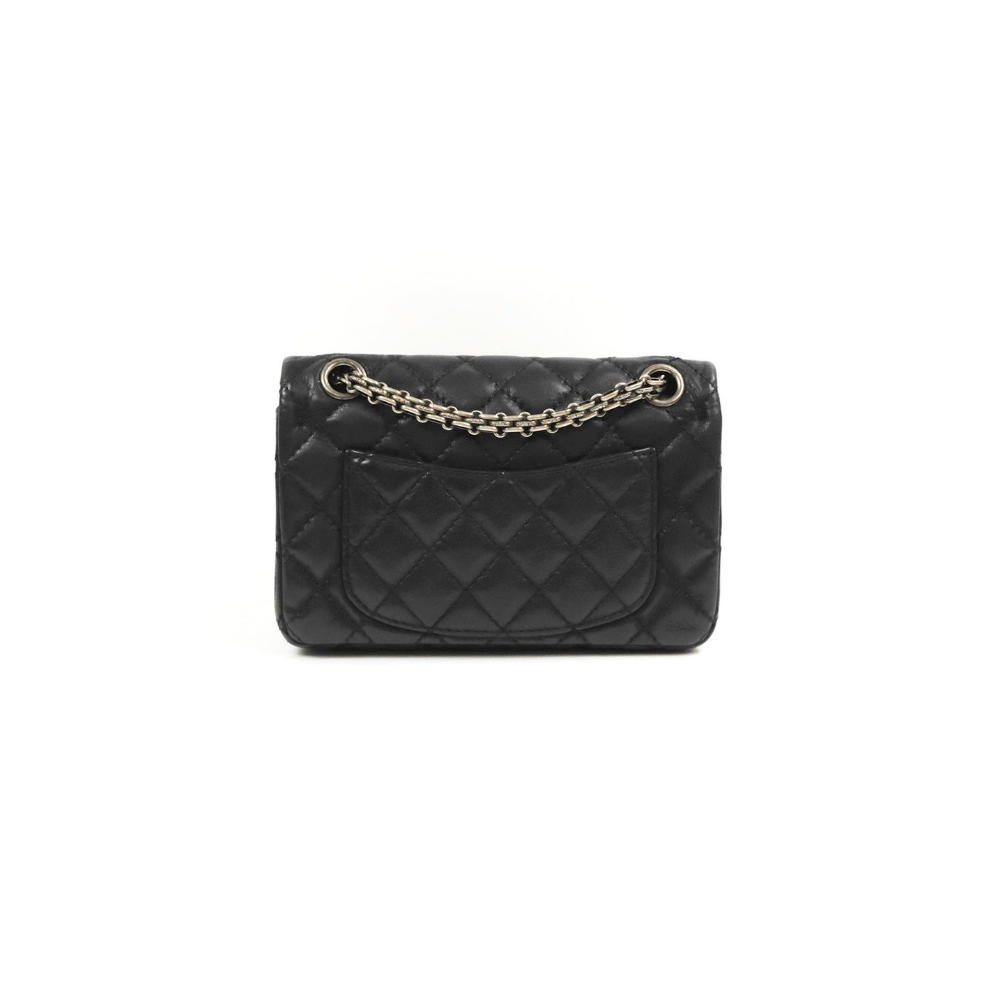 Chanel Mini Reissue 224 Double Flap Black Iridescent Calfskin Ruthenium Hardware