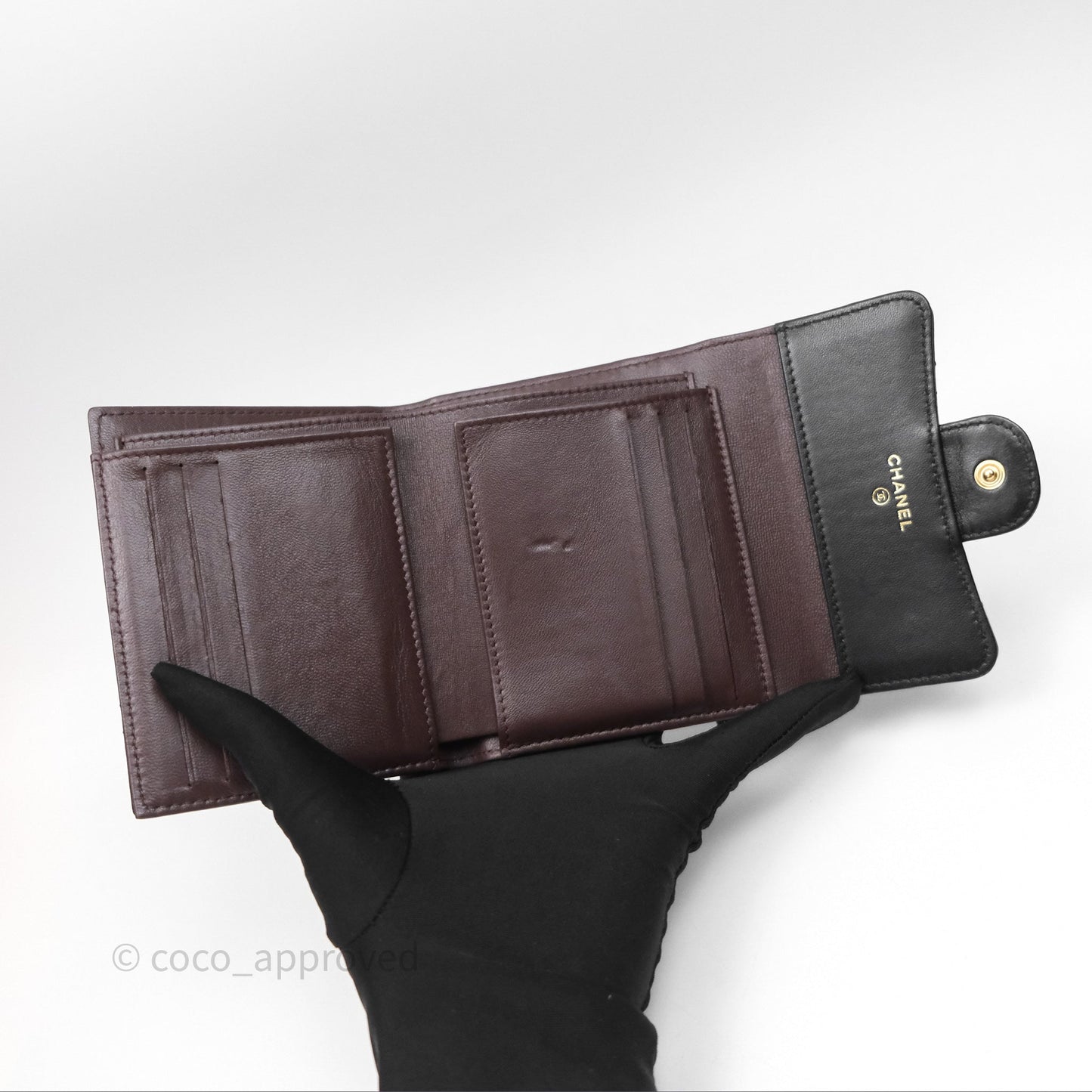 Chanel Classic Short Flap Wallet Black Lambskin Gold Hardware