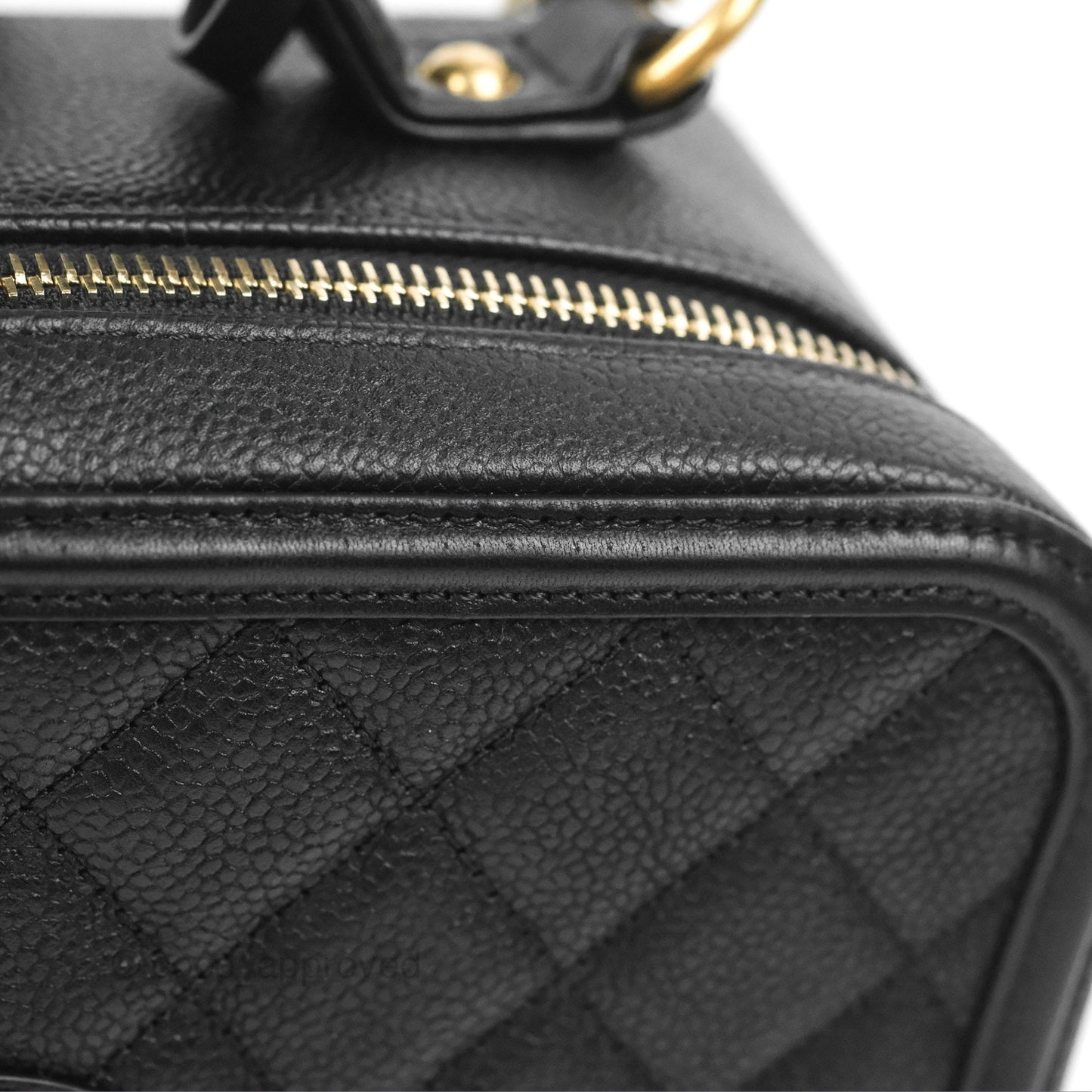 Chanel Quilted Large CC Filigree Vanity Case Black Caviar Gold Hardware