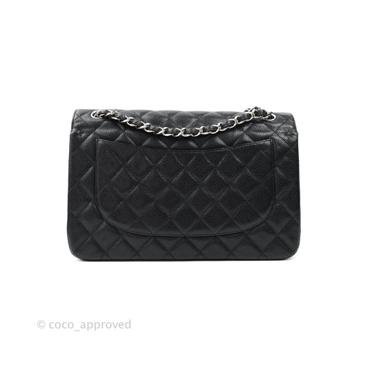 Chanel Jumbo Double Flap Black Caviar Silver Hardware⁣⁣