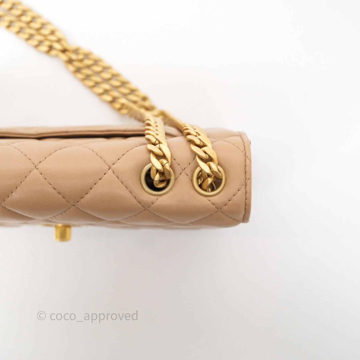 Chanel All Slide Wallet on Chain WOC Adjustable Chain Quilted Beige Lambskin