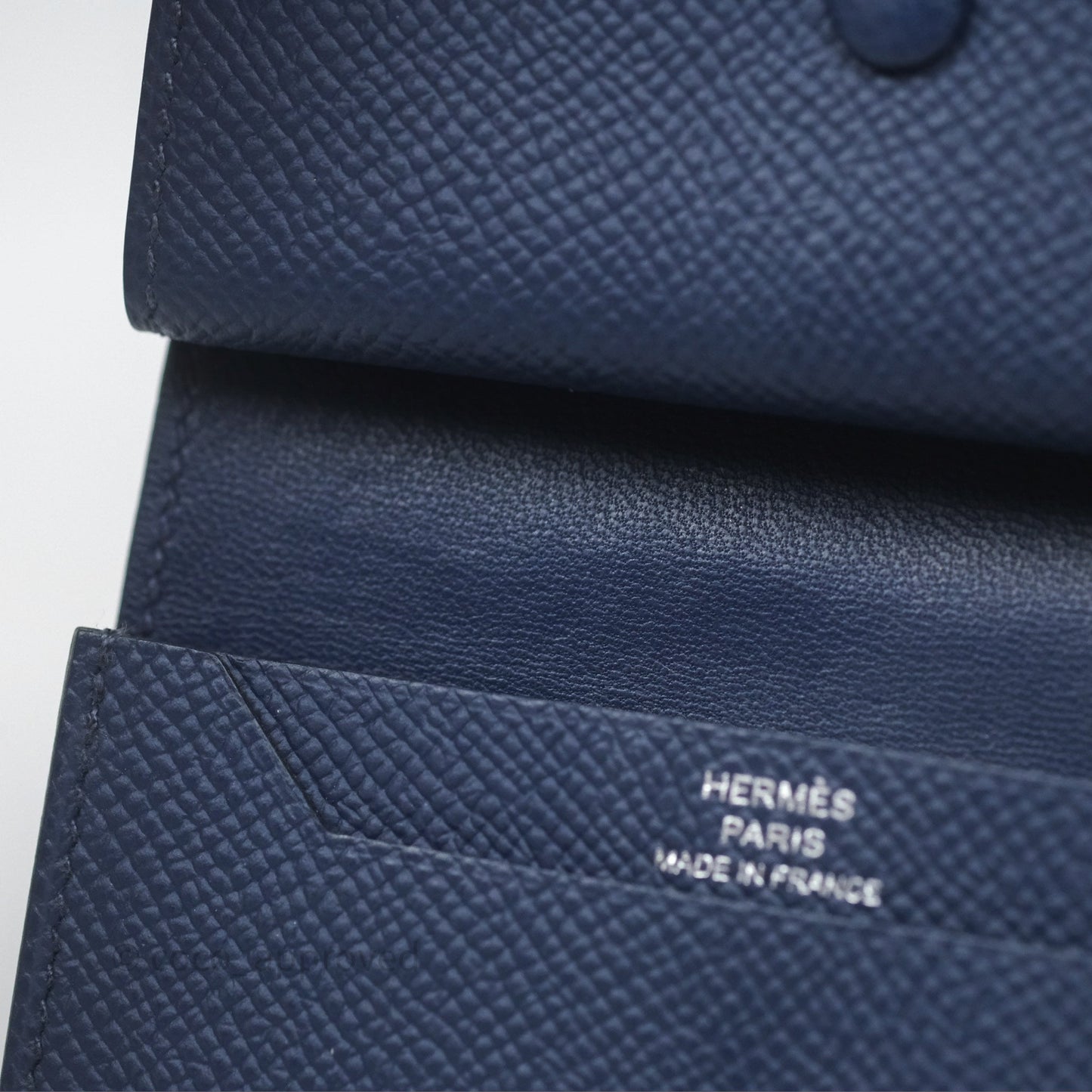 Hermès Bearn Mini Wallet Bleu Saphir 73 Epsom Palladium Hardware