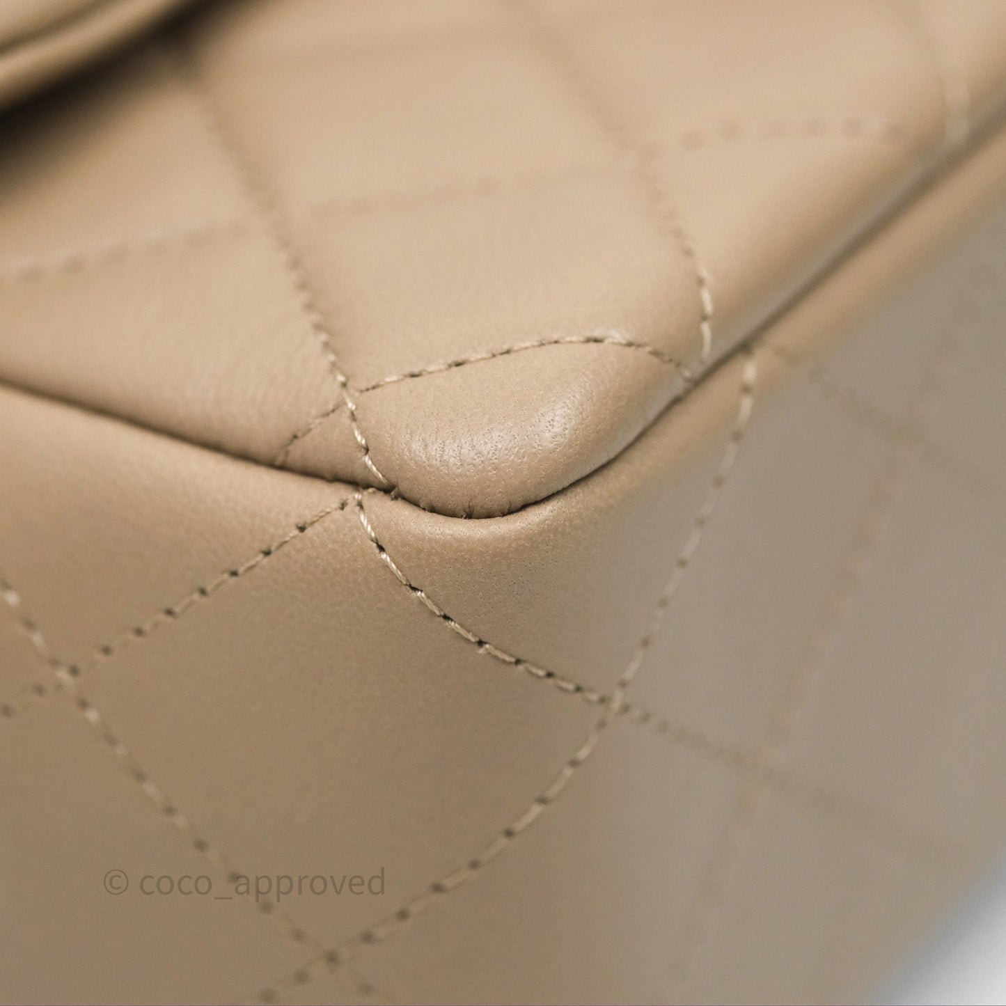 Chanel Quilted Mini Rectangular Flap Beige Lambskin Gold Hardware