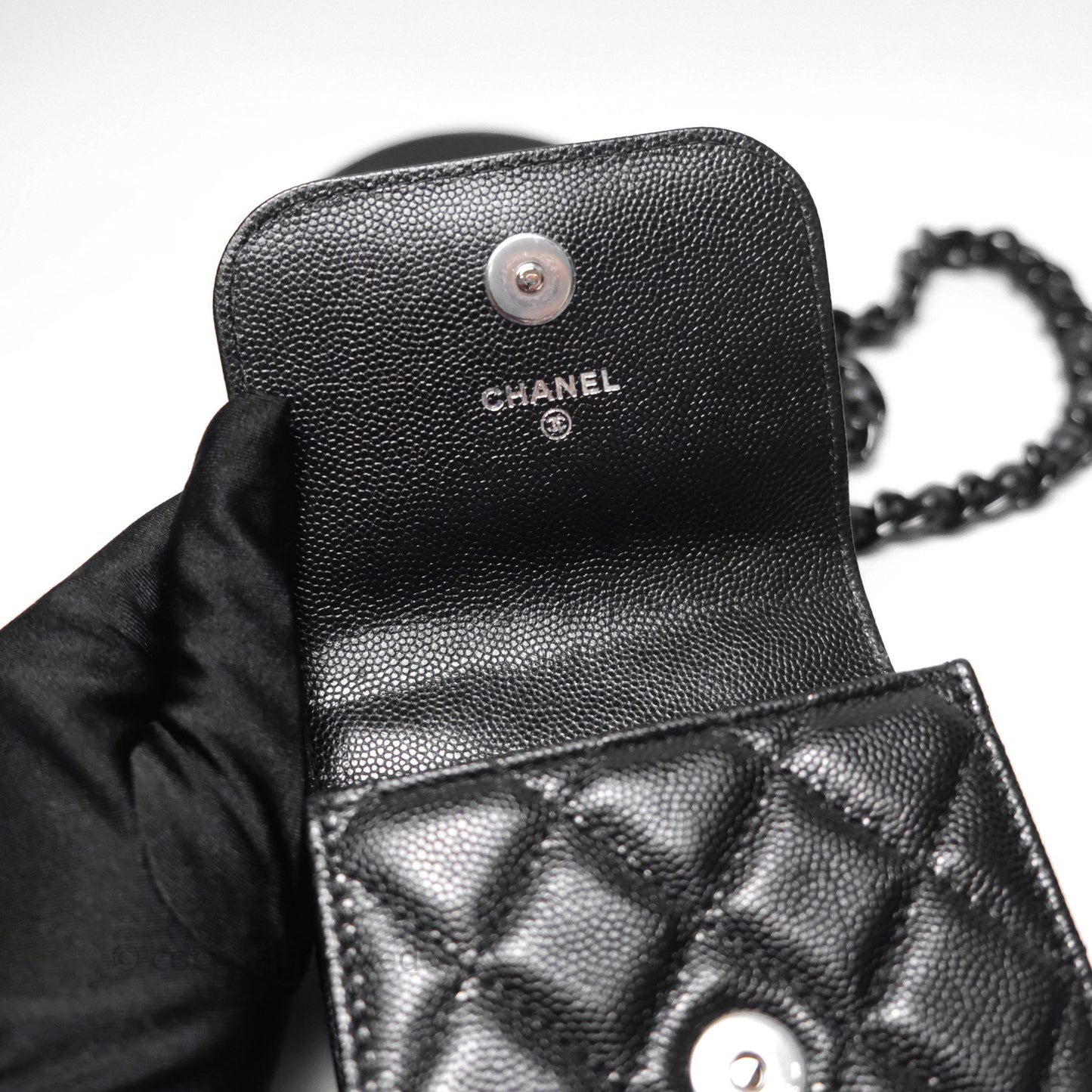 Chanel Incognito Phone Holder So Black Caviar Black Hardware