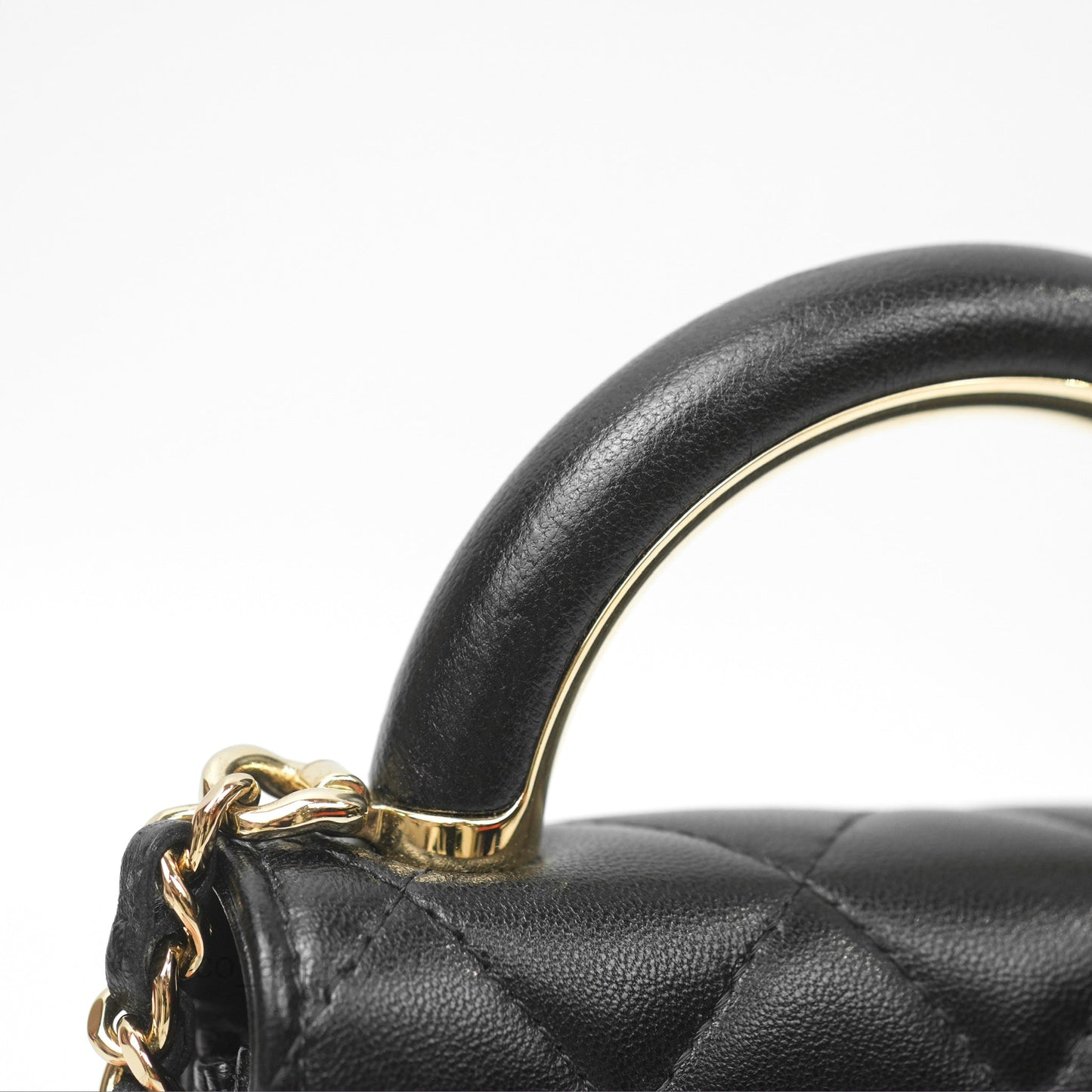Chanel Top Handle Clutch with Chain Black Lambskin Gold Hardware 22A