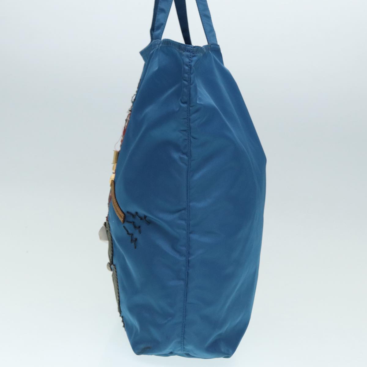 Luxury Prada Tote Bag Nylon Blue Silver  87908