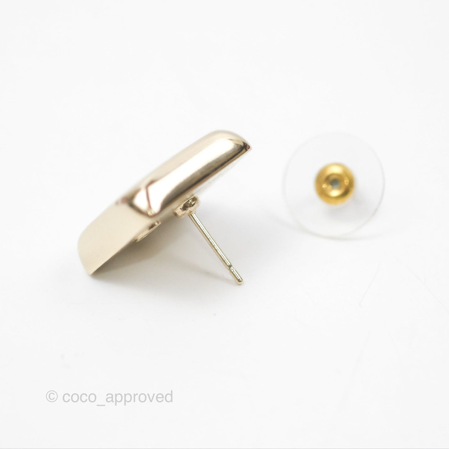 Chanel Square Black Crystal CC Earrings Gold Tone 22P