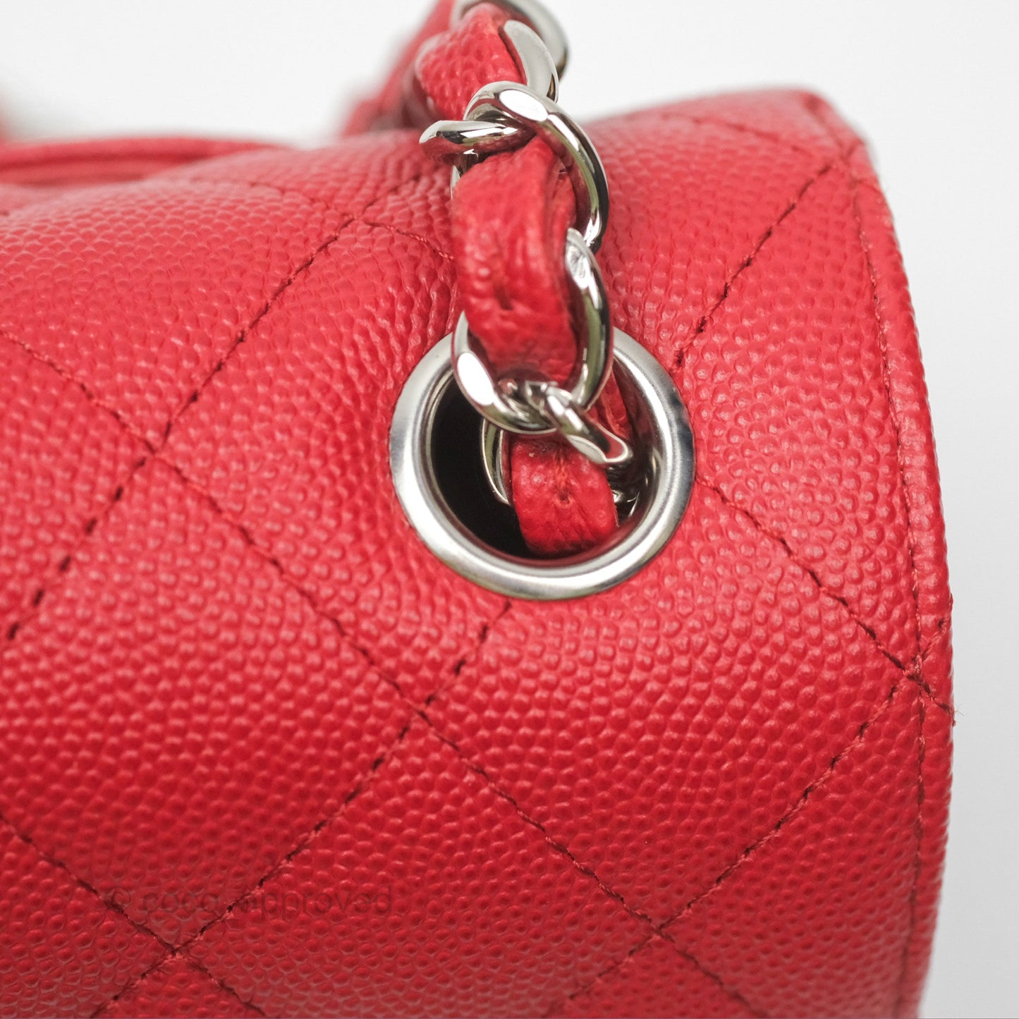 Chanel Quilted Mini Rectangular Red Caviar Silver Hardware