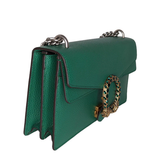 Luxury Gucci Emerald Green Leather Dionysus Shoulder Bag