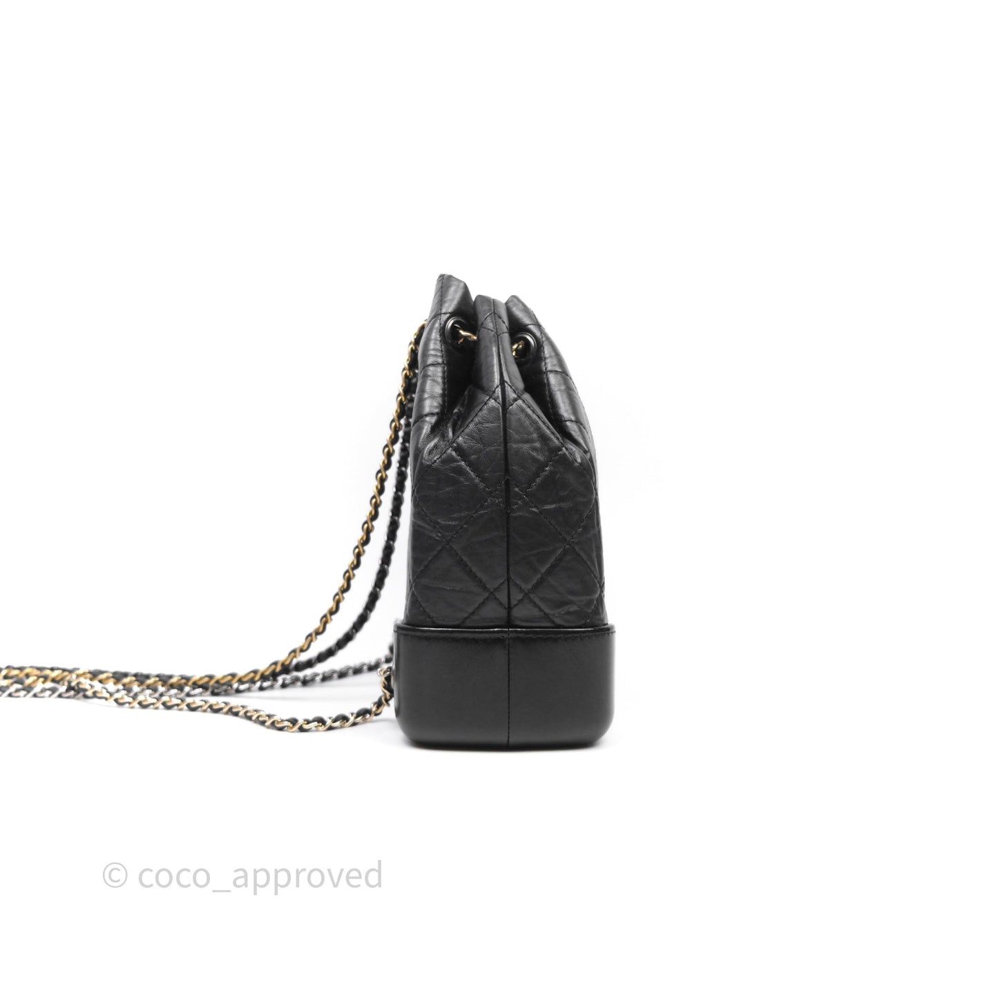 Chanel Small Gabrielle Backpack Quilted Black Aged Calfskin