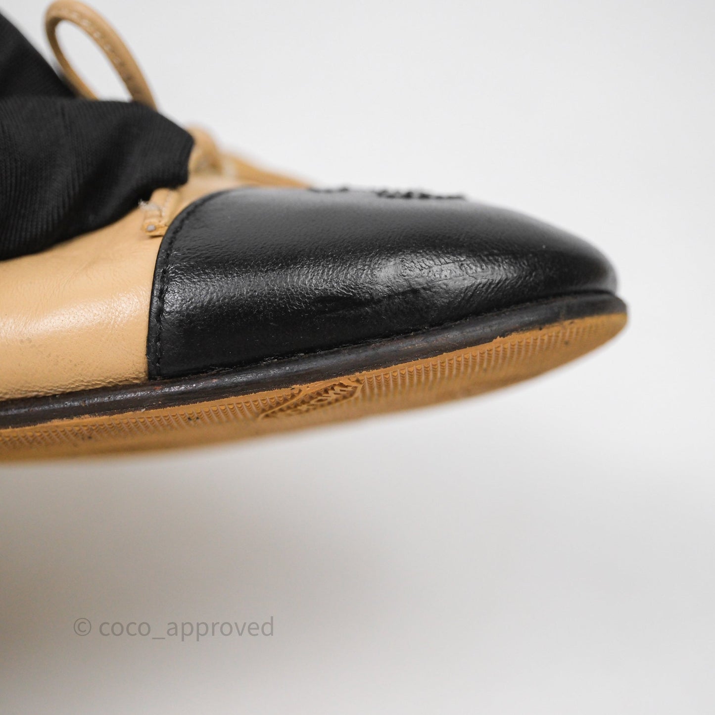 Chanel Ballerina Flats Black Beige Size 36