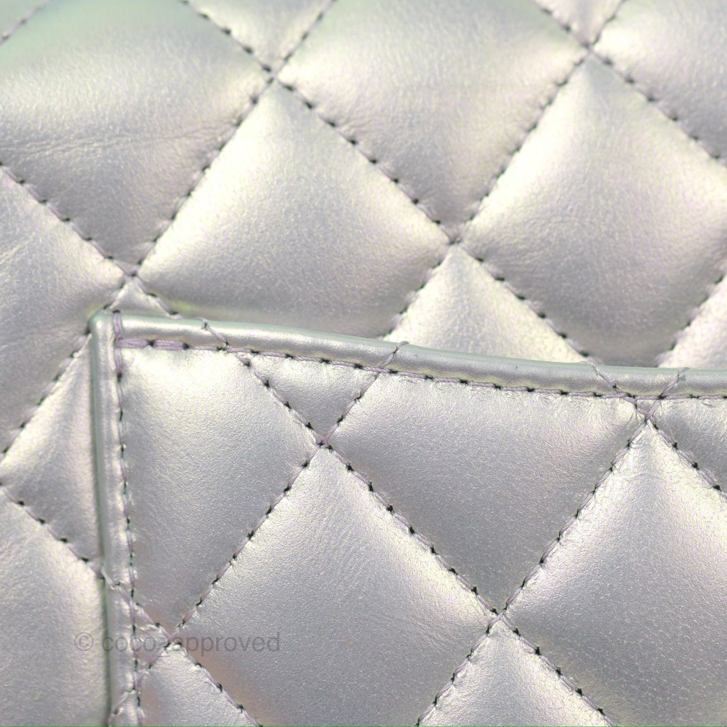 Chanel Mini Square Quilted Iridescent Lilac Silver Hardware 21K