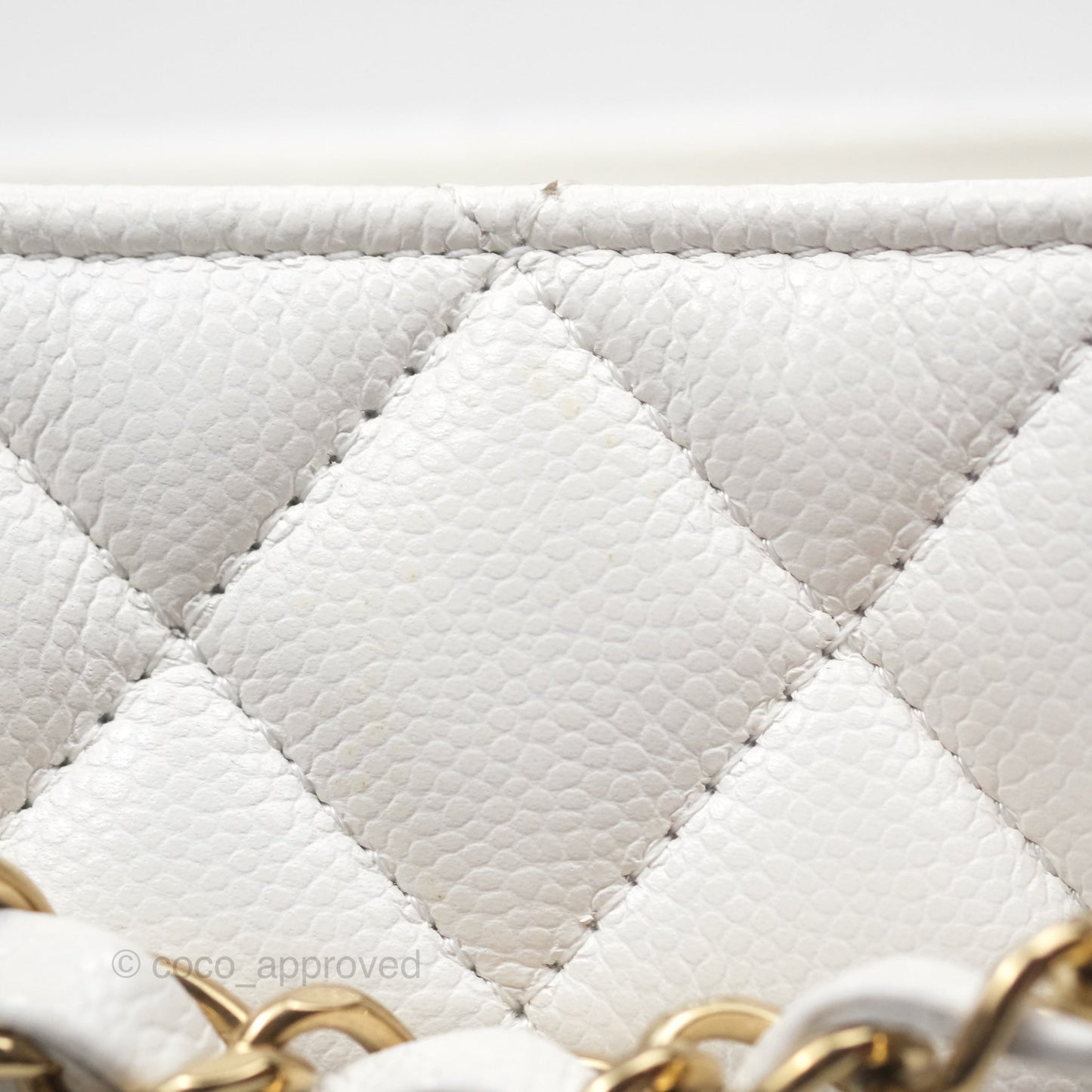 Chanel Mini Bucket Tote White Caviar Gold Hardware 22S