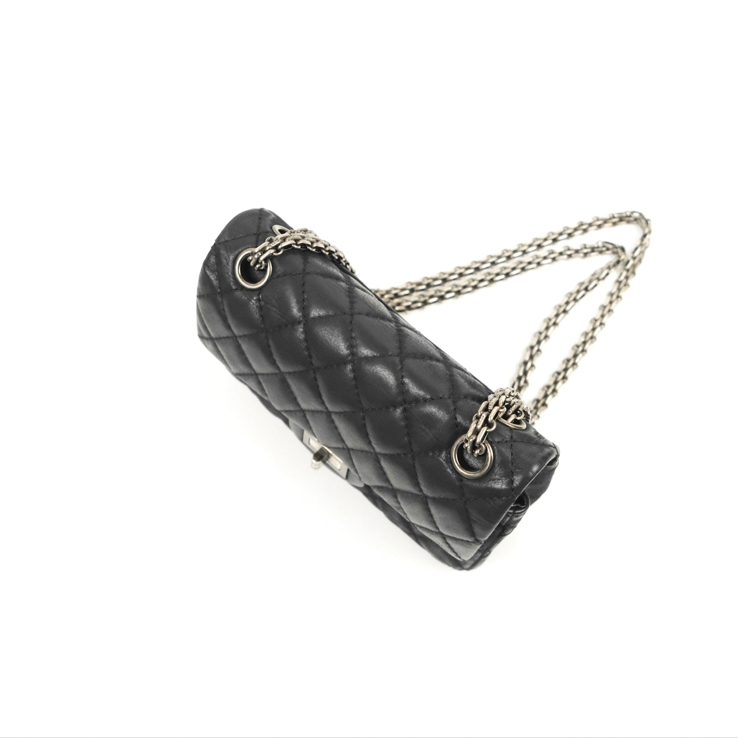 Chanel Mini Reissue 224 Double Flap Black Iridescent Calfskin Ruthenium Hardware