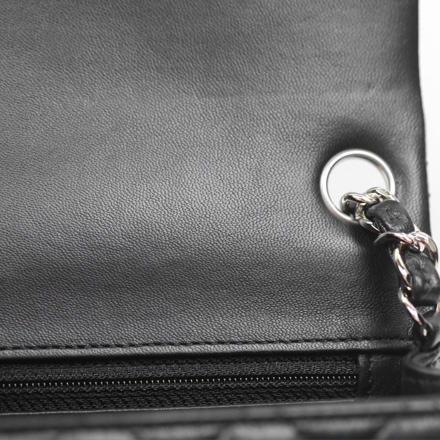 Chanel Mini Square Flap Quilted Black Lambskin Silver Hardware
